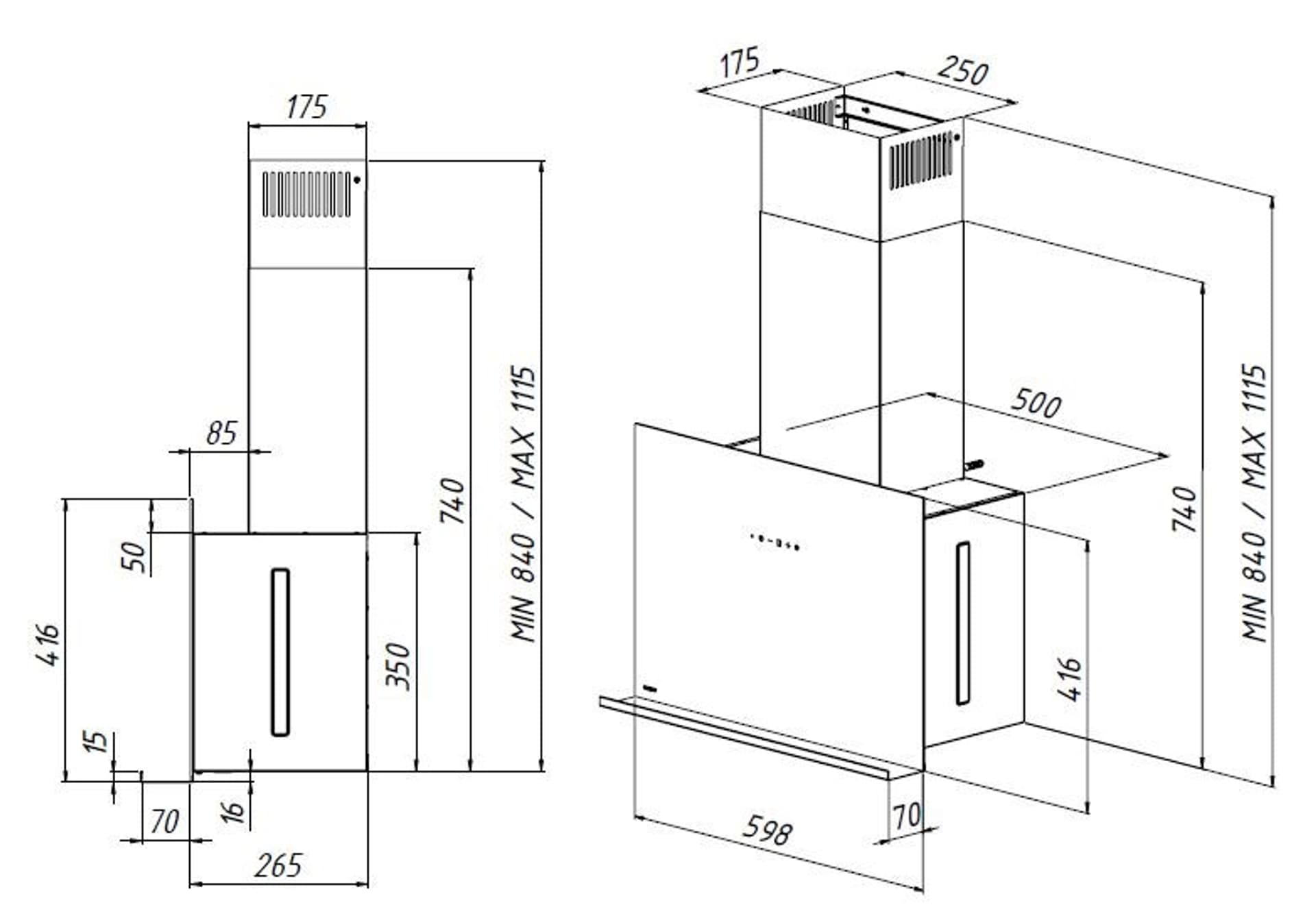 

Okap kominowy AKPO WK-9 CRYSTAL 60 CZARNY (600mm, panel dotykowy, czarne szkło)