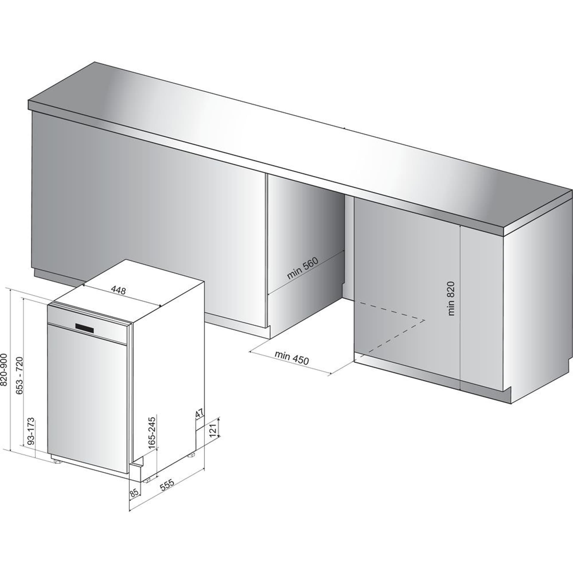 

Zmywarka do zabudowy Whirlpool WSBO 3O23 PF X (szer. 44.5cm; Panel otwarty; kolor czarno-srebrny)