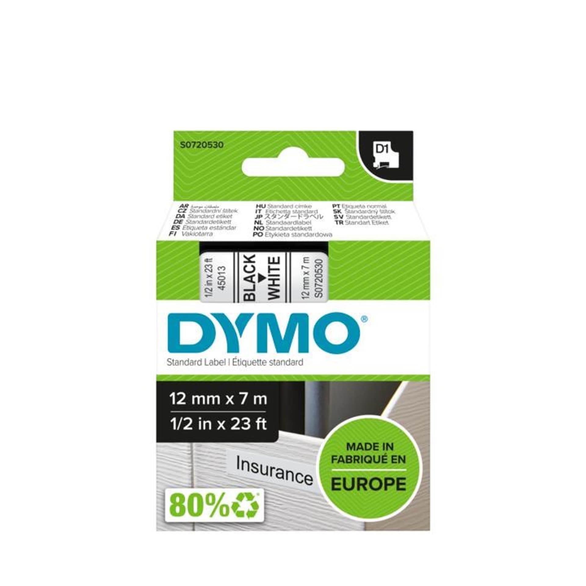 

Taśma Dymo D1- 12mm x 7m czarny/biały