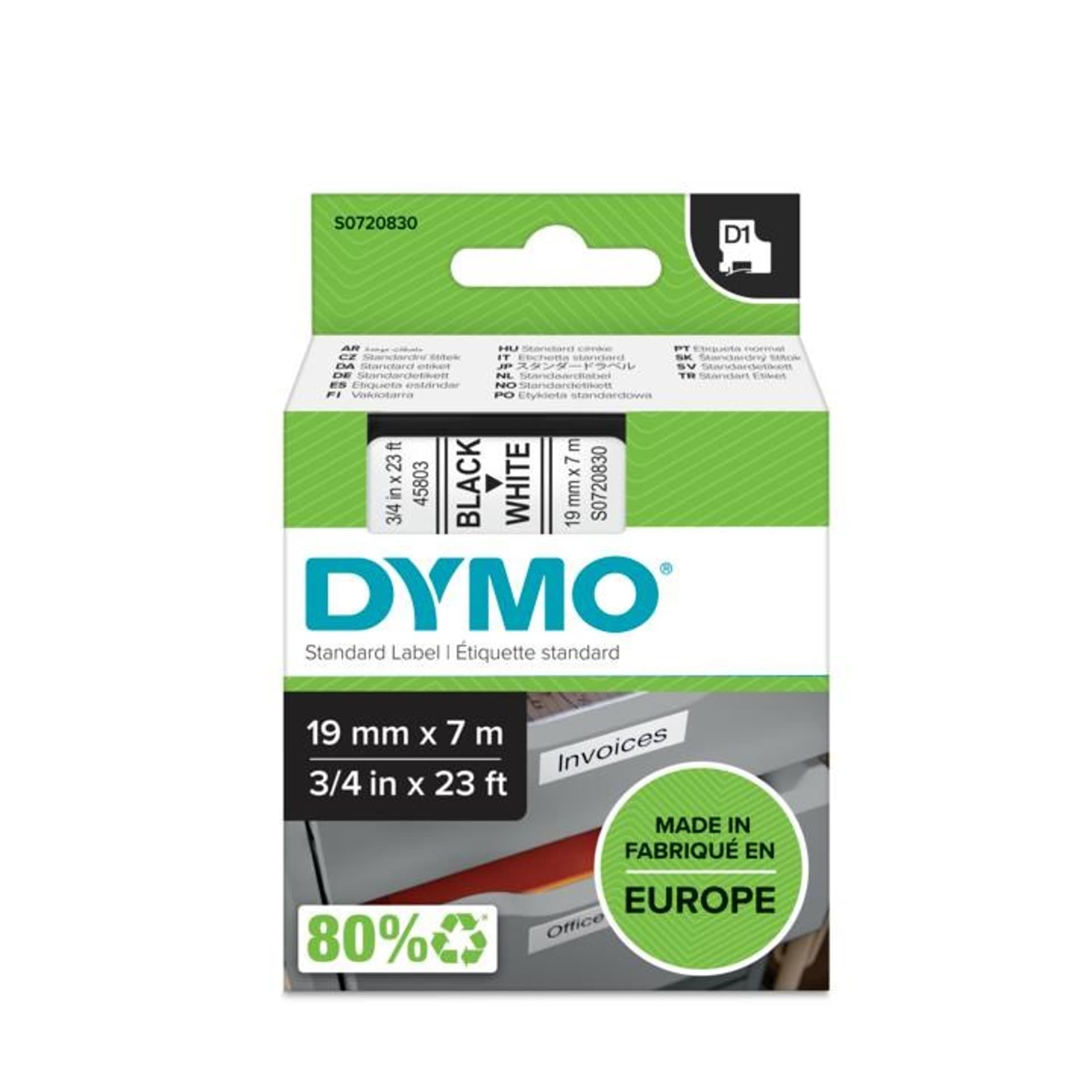 

Taśma DYMO D1- 19mm x 7m czarny/biały S0720830 (19mm )