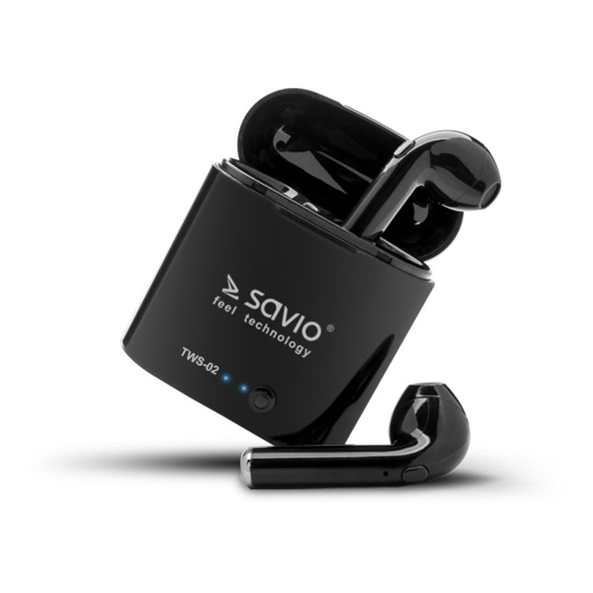 

Słuchawki bezprzewodowe SAVIO TWS-02 (douszne; bezprzewodowe, Bluetooth; z wbudowanym mikrofonem; kolor czarny