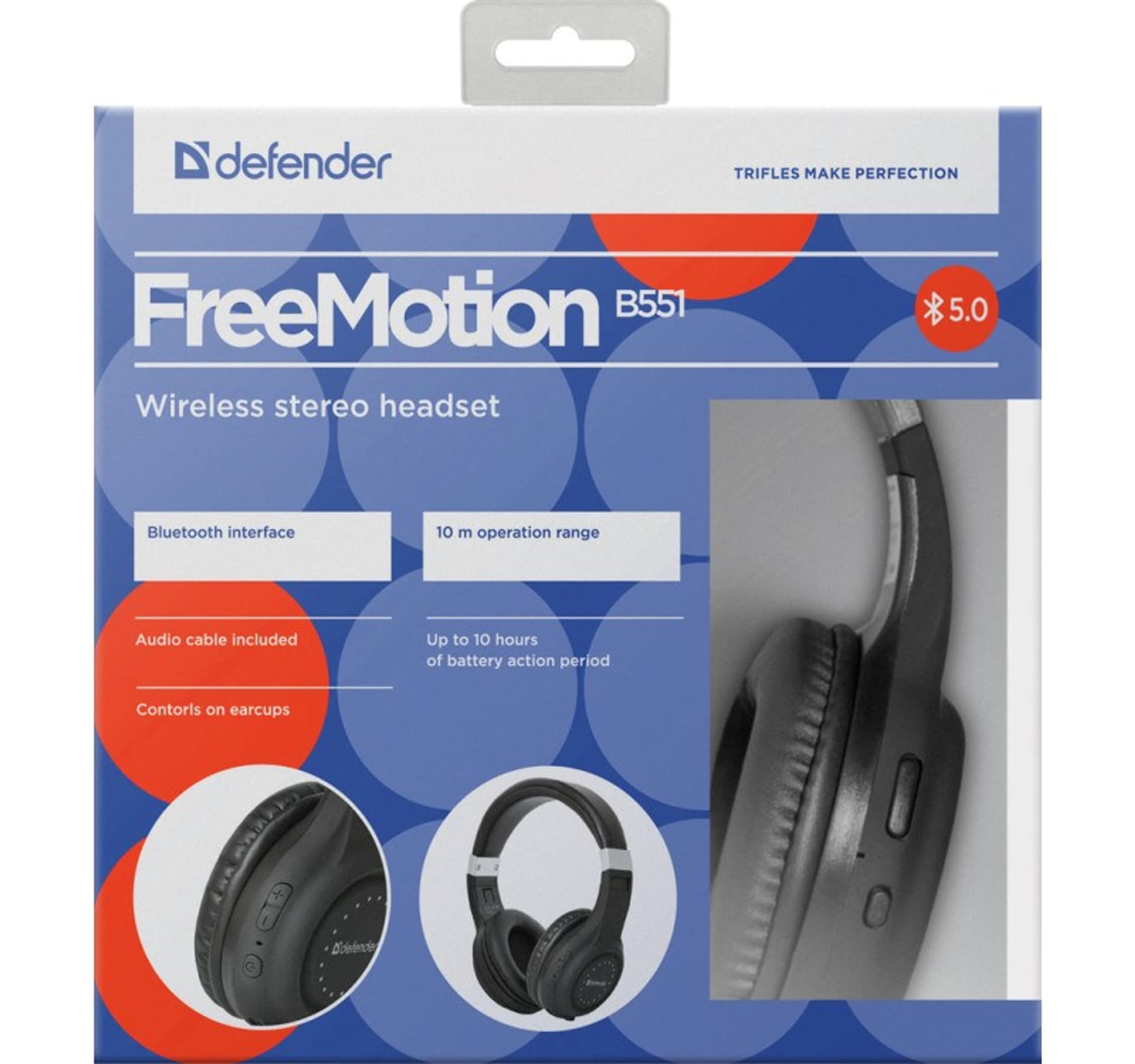 

DEFENDER SŁUCHAWKI BEZPRZEWODOWE NAUSZNE FREEMOTION B551 CZARNE 63551