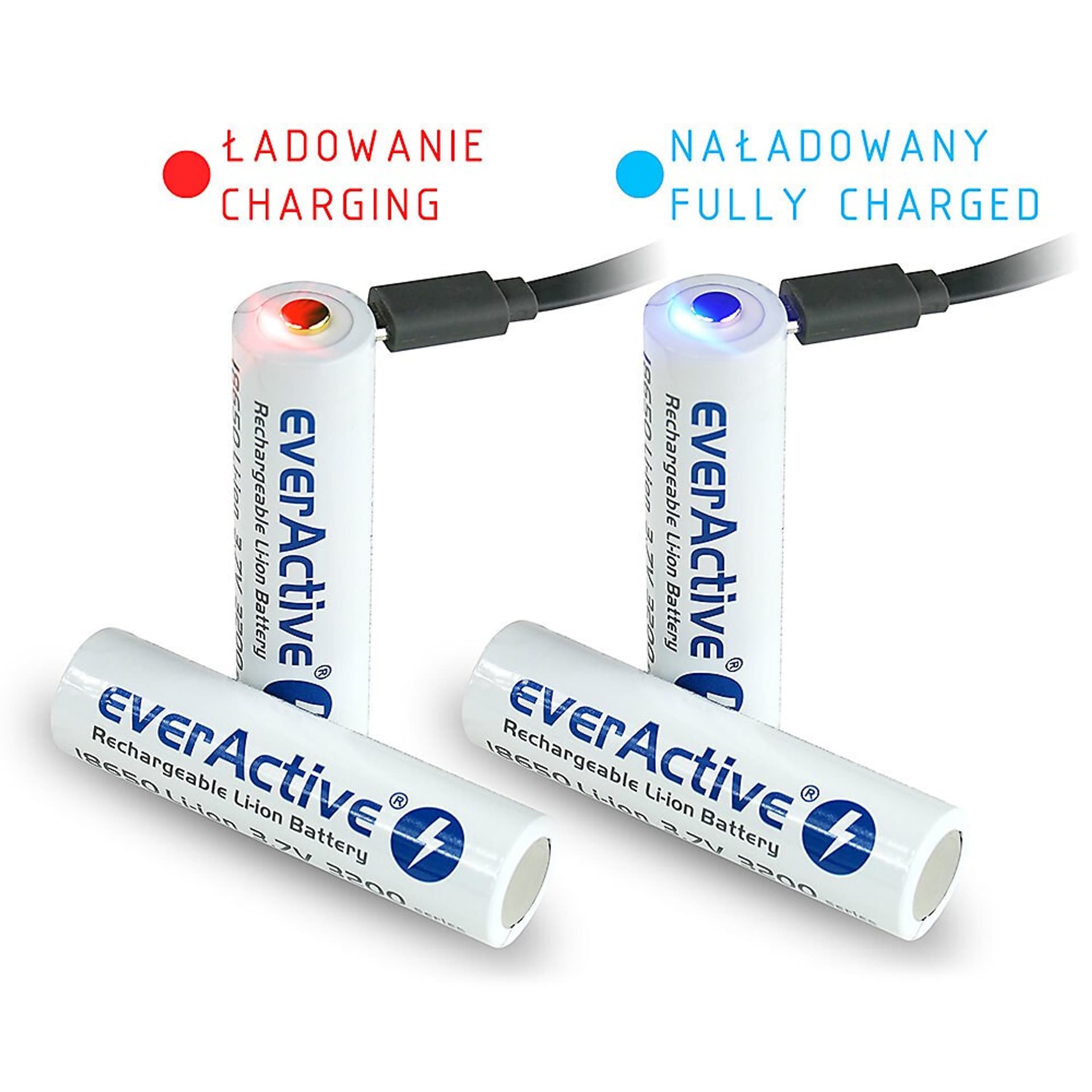 

EVERACTIVE AKUMULATOR 18650 3,7V LI-ION 3200MAH MICRO USB Z ZABEZPIECZENIEM FWEV1865032MBOX