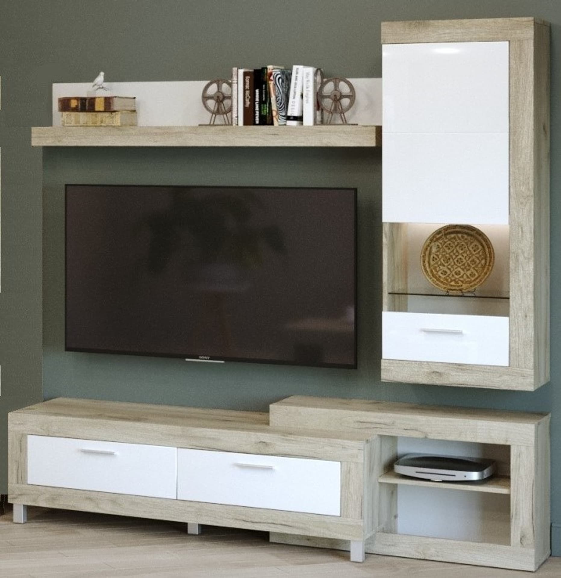 

Półka 140x26x23 ULTRA dąb craft szary/biały połysk