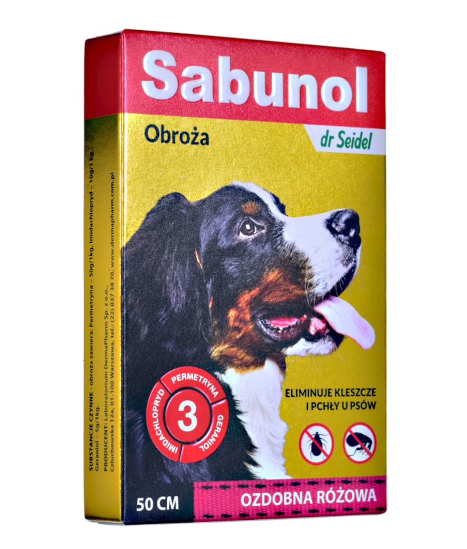 

SABUNOL GPI obroża ozdobna różowa przeciw kleszczom i pchłom dla psów 50 cm