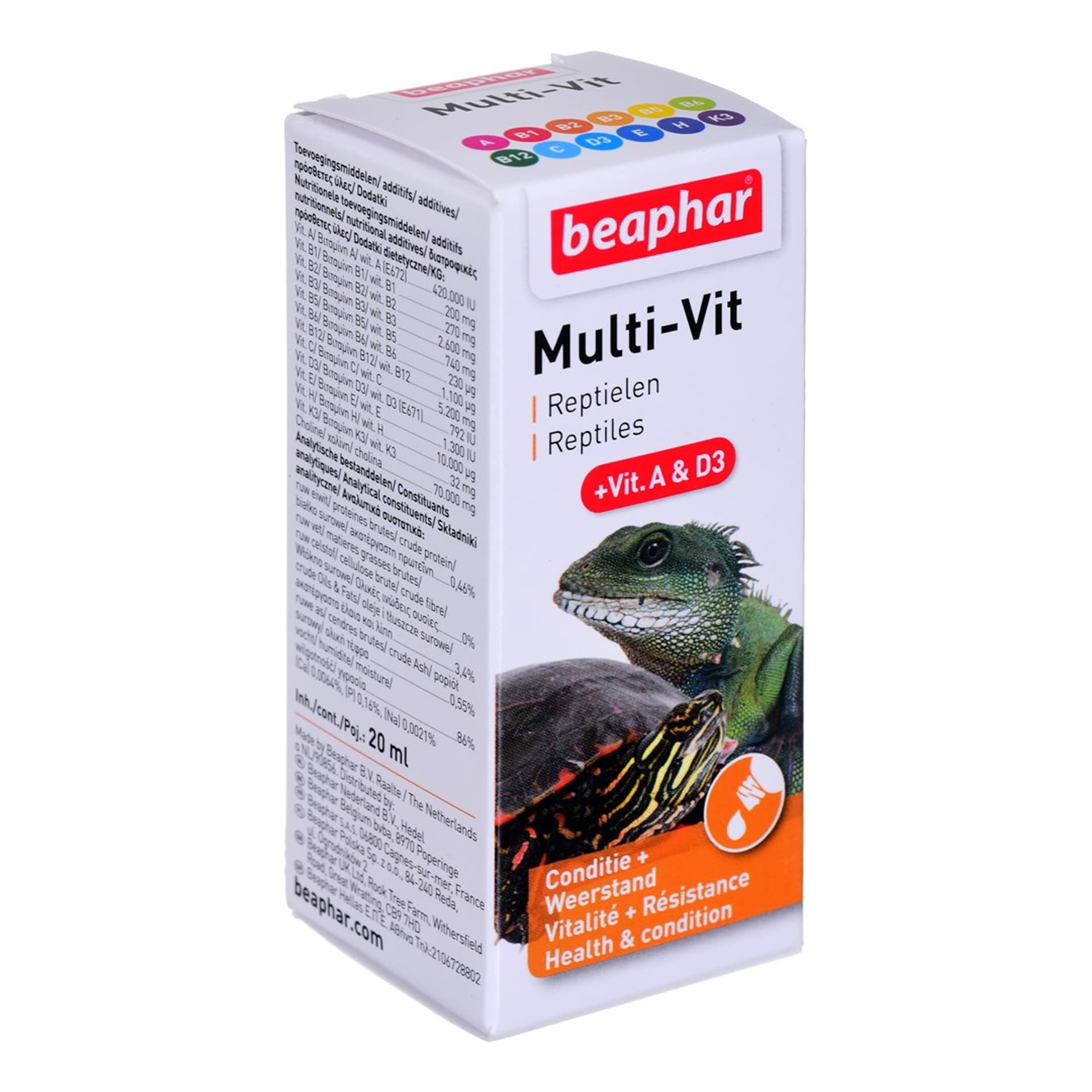 

Beaphar Multi-vit witaminy wit.A i D3 dla żółwi i gadów 20ml