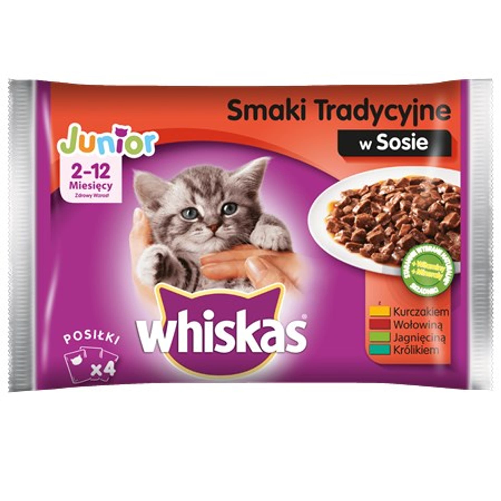 

WHISKAS Junior mięsne dania w sosie saszetka 4x100g