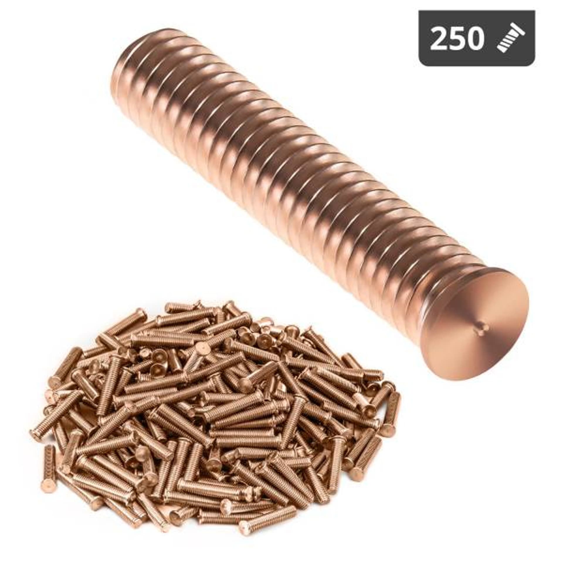 

Kołki do zgrzewania zgrzewarki przypawarki ze stali miedziowanej M8 40mm Stamos Germany 250 szt.