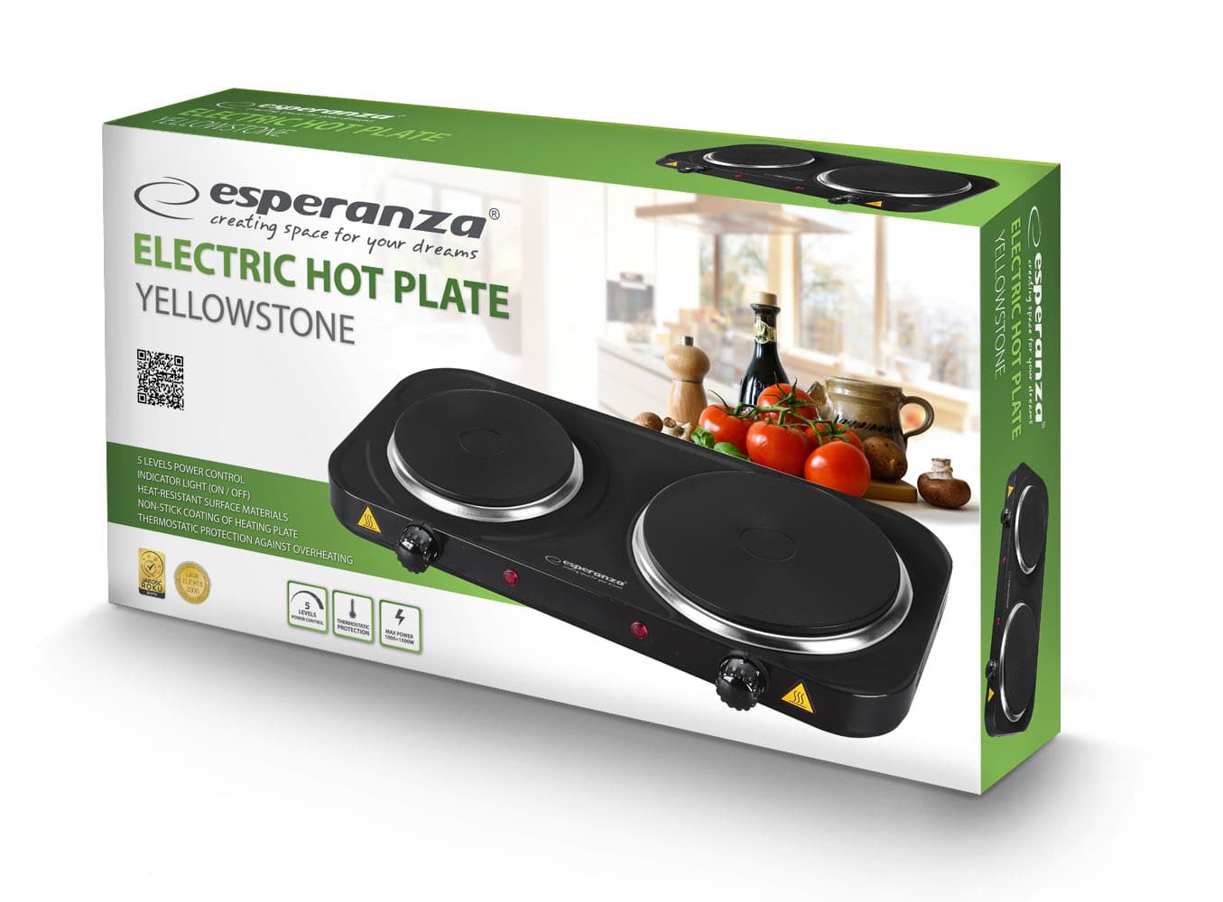 

Kuchenka Esperanza Yellowstone EKH007K (2 pola grzejne; 2500W)