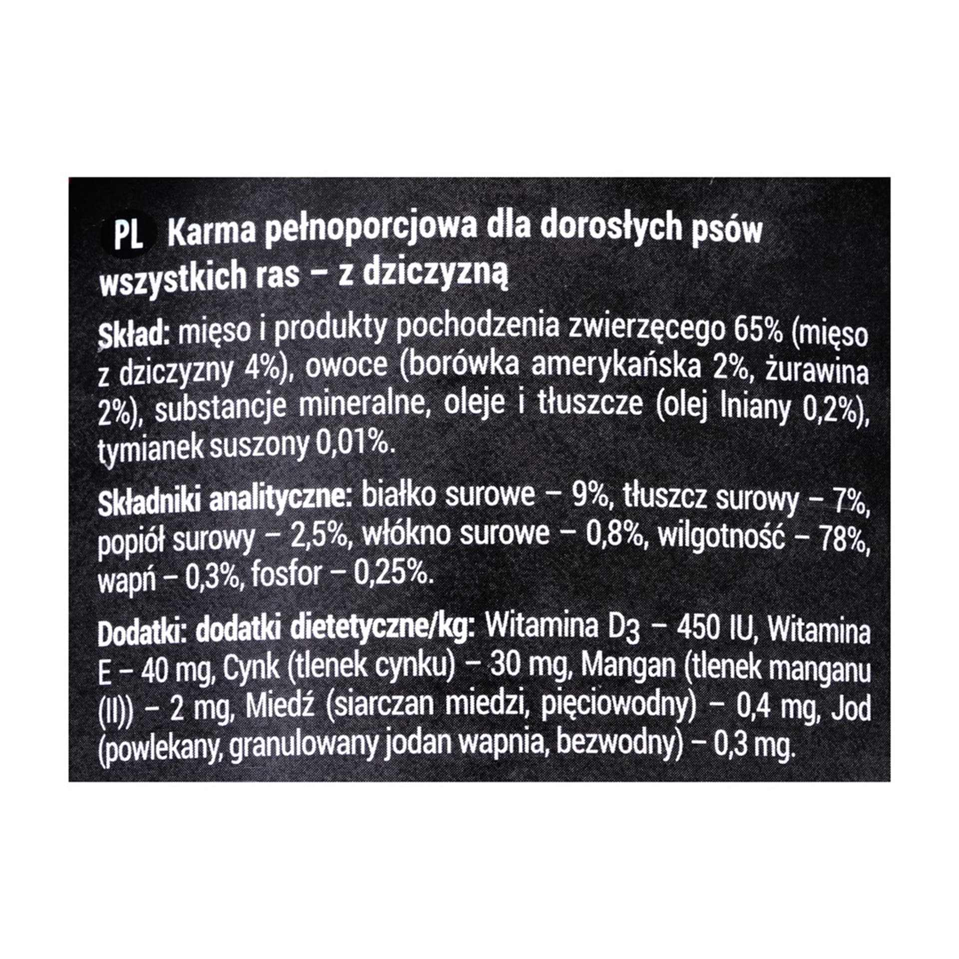 

DOLINA NOTECI Rafi z dziczyzną, żurawiną i borówką - mokra karma dla psa - 400g