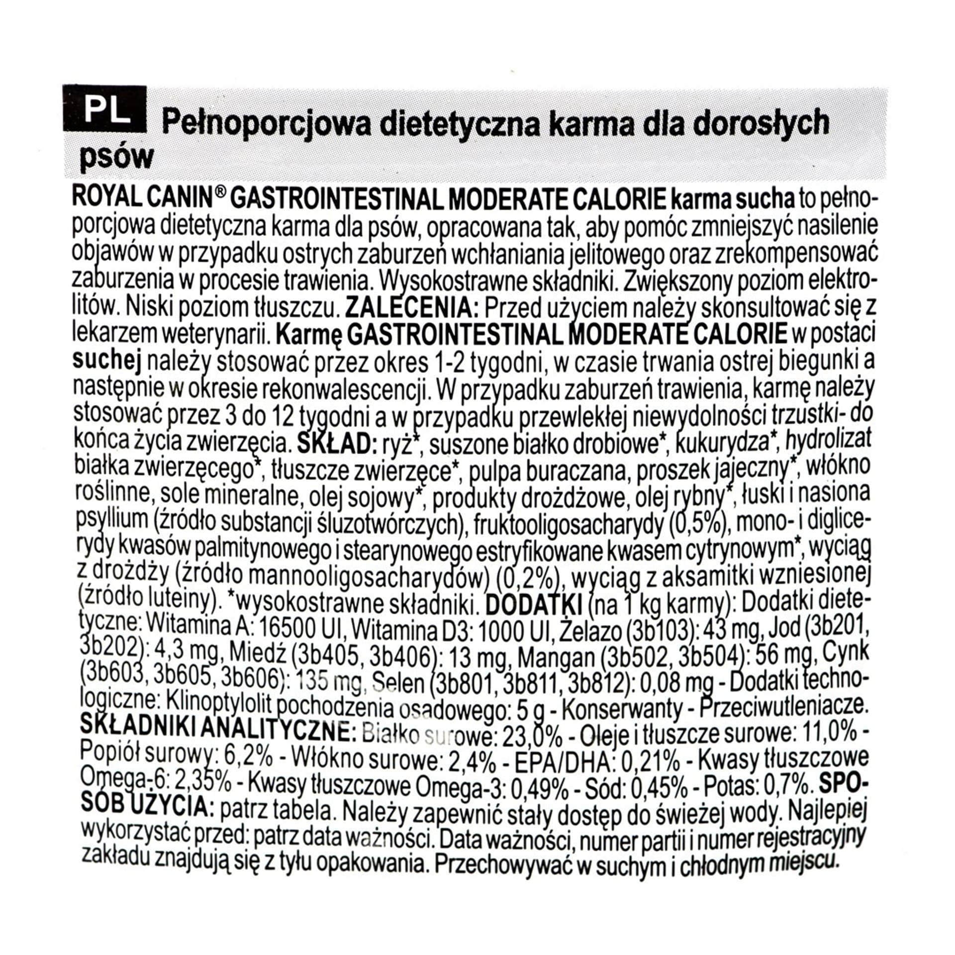 

ROYAL CANIN Intestinal Gastro Moderate Calorie 15kg