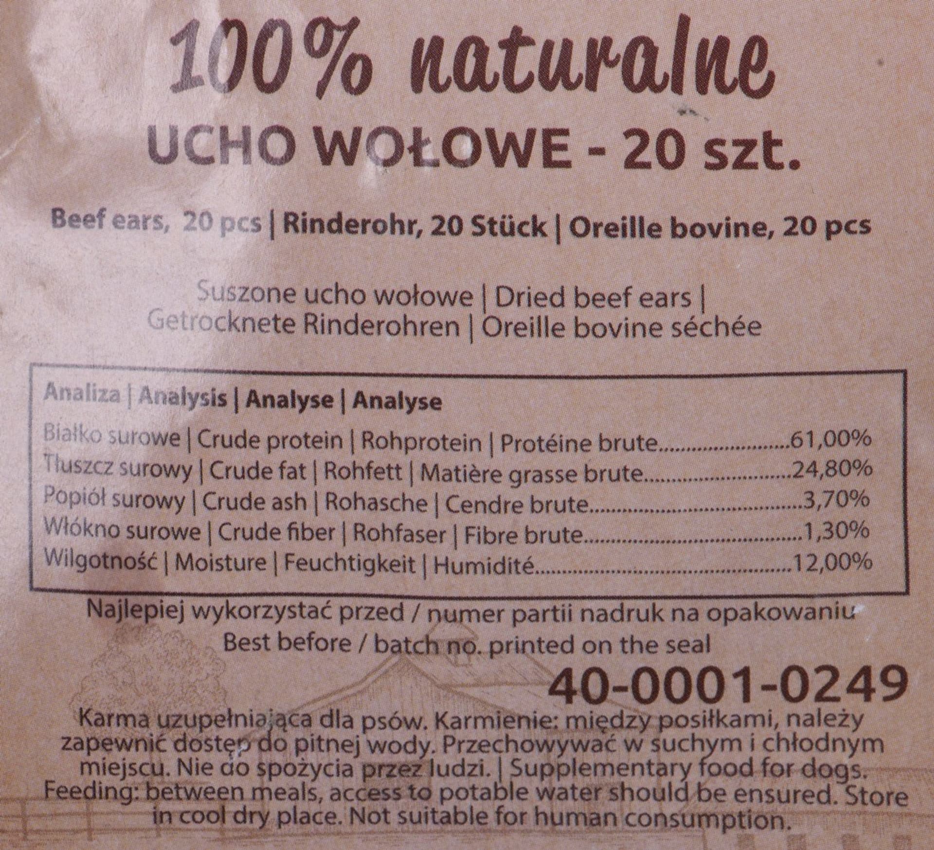 

MACED Przysmak dla psa - ucho wołowe 20szt.