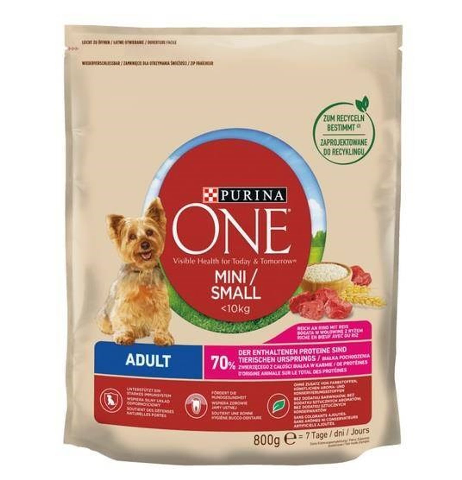 

Purina Karma One Mini Adult bogata w wołowinę z ryżem 800g