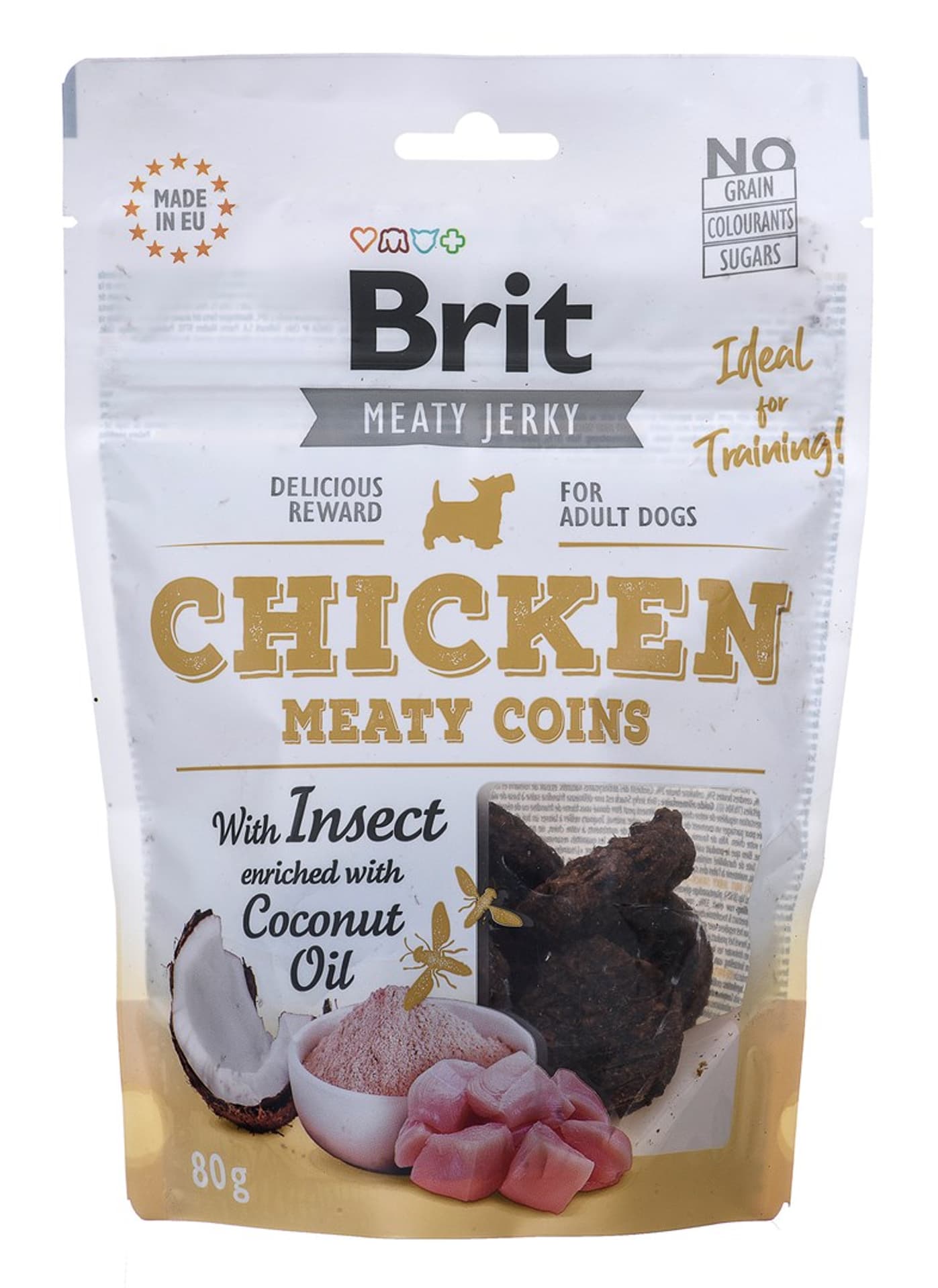 

Brit Jerky Chicken Meaty Coins with instect - Kurczak - przysmak dla psa - 80g