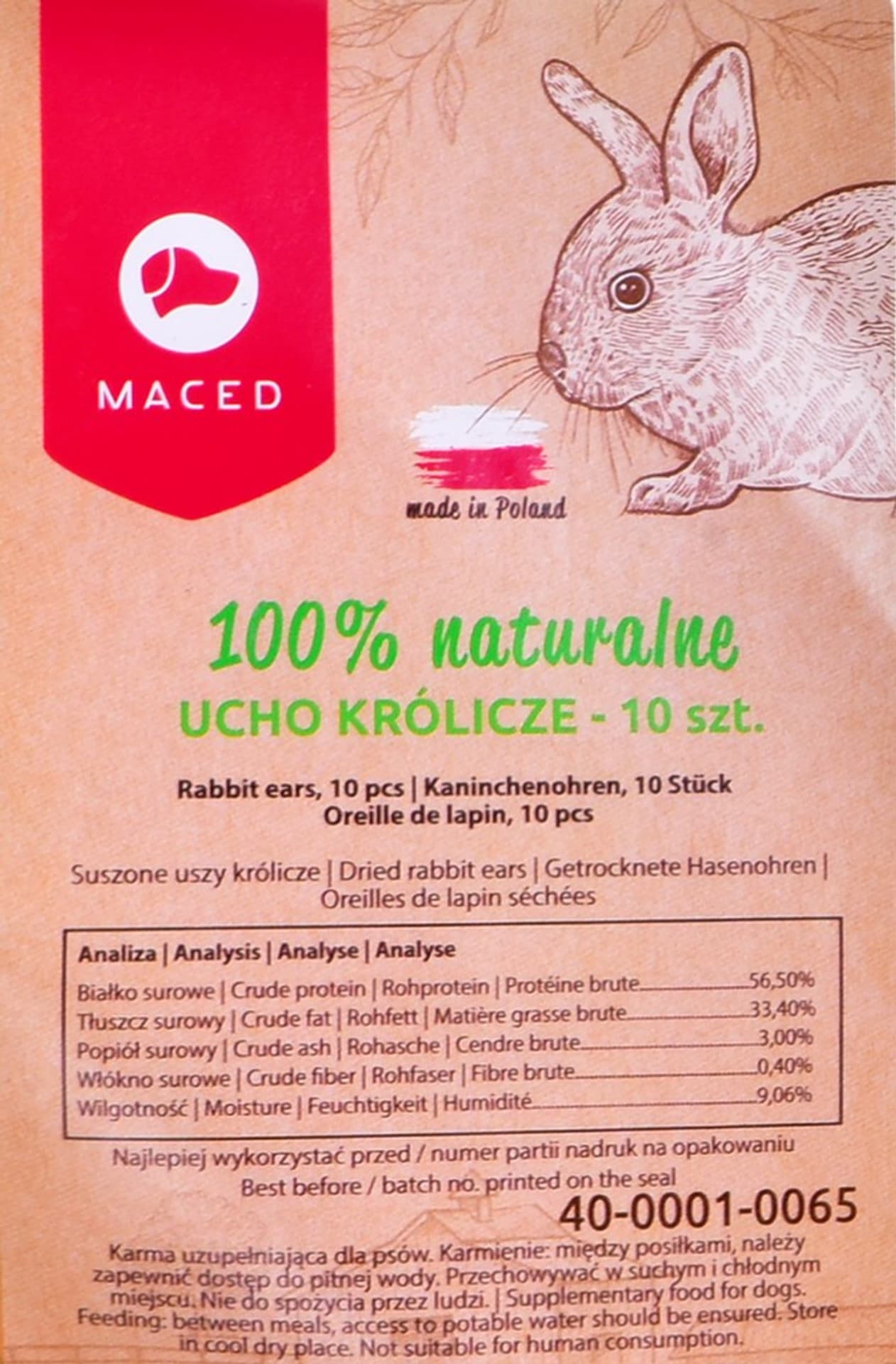 

MACED Przysmak dla psa - uszy królicze naturalne 10szt.