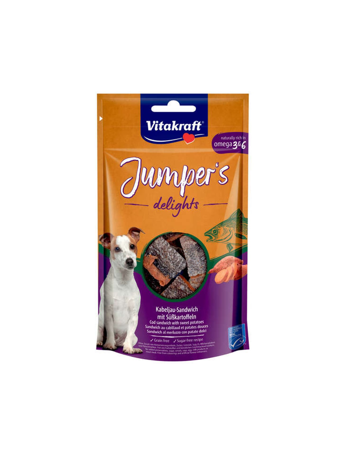 

VITAKRAFT JUMPERS DELIGHTS SANDWICH przysmak z rybą dla psa 80g