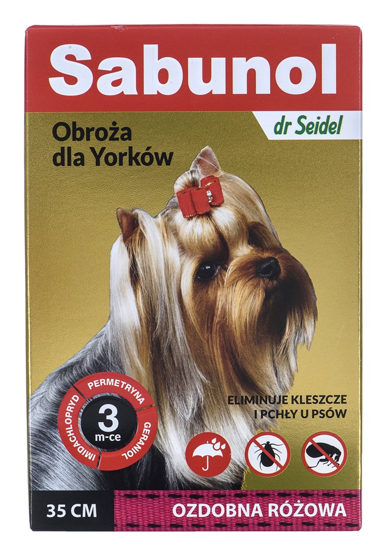 

SABUNOL - ozdobna różowa obroża dla Yorków 35cm