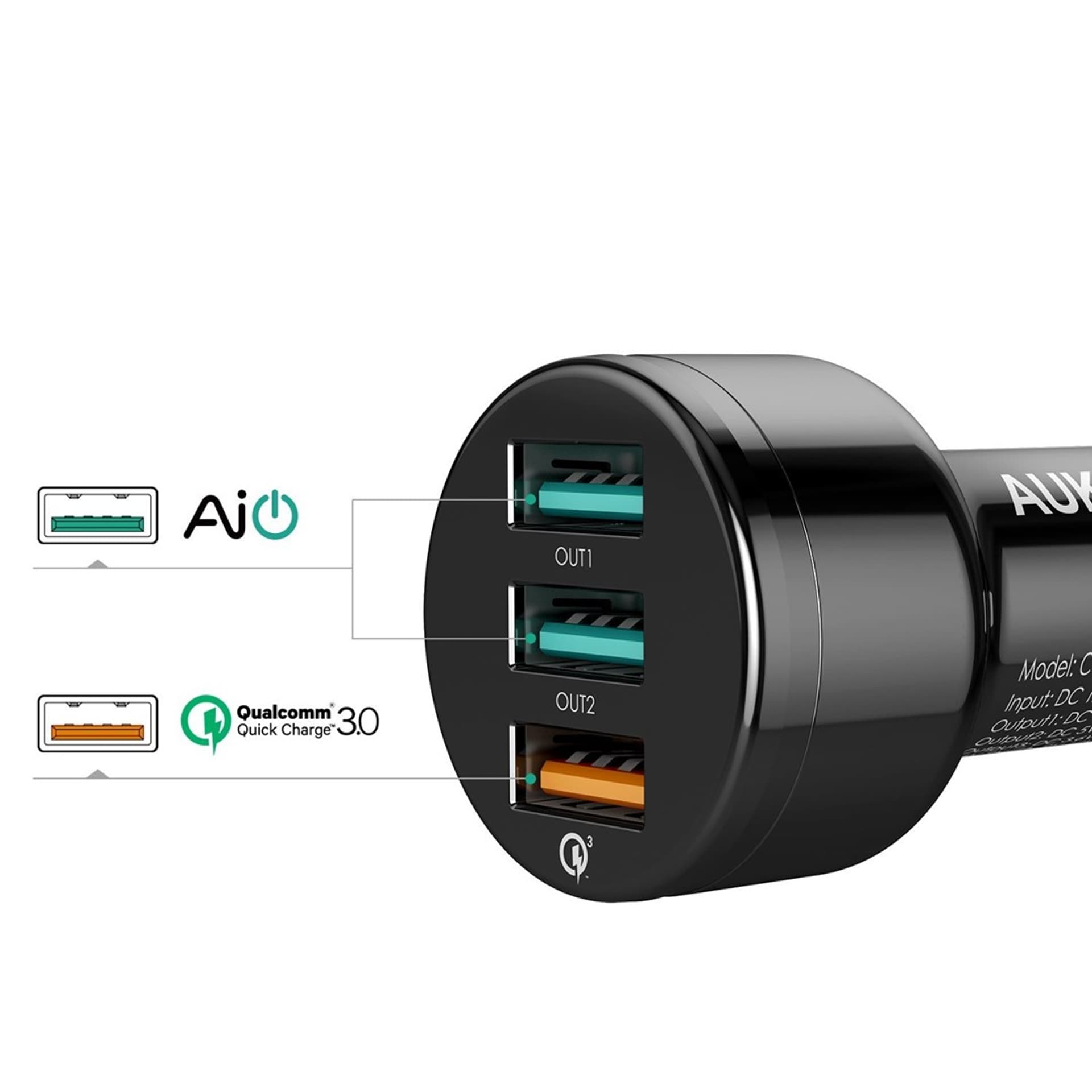 

Ładowarka AUKEY CC-T11 (3x USB; kolor czarny)