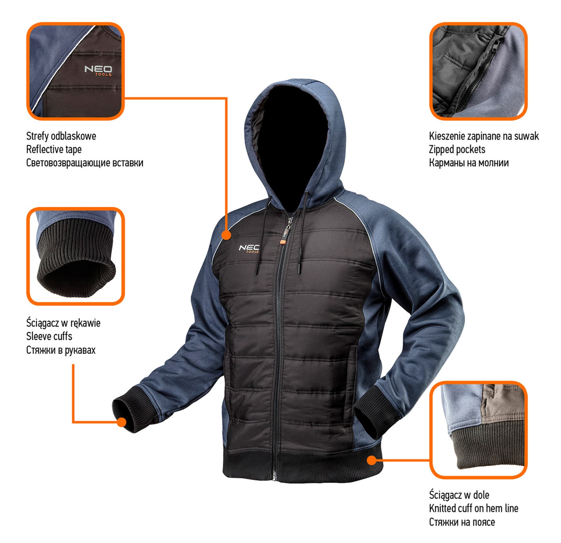 

Bluza dziana, ocieplana z kapturem, rozmiar XL
