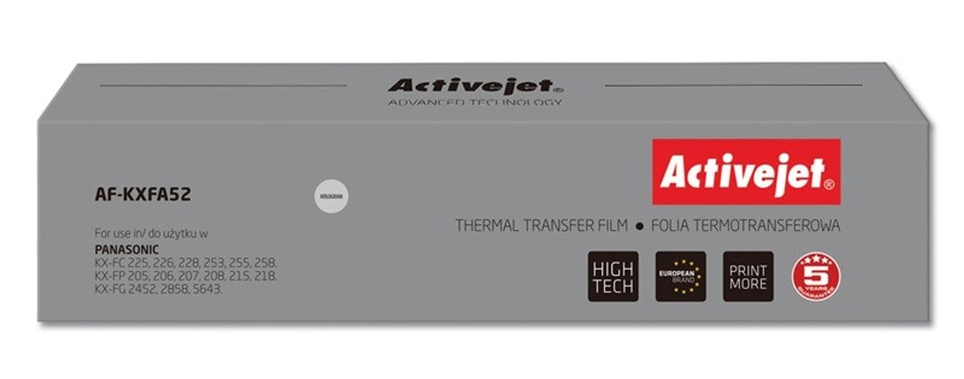 

Activejet AF-KXFA52 Folia kopiująca (zamiennik Panasonic KX-FA52; Supreme; czarny)