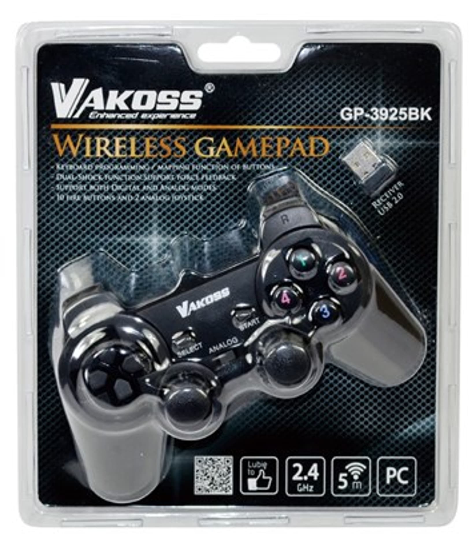 

Gamepad bezprzewodowy VAKOSS GP-3925BK (PC, PS3; kolor czarny)