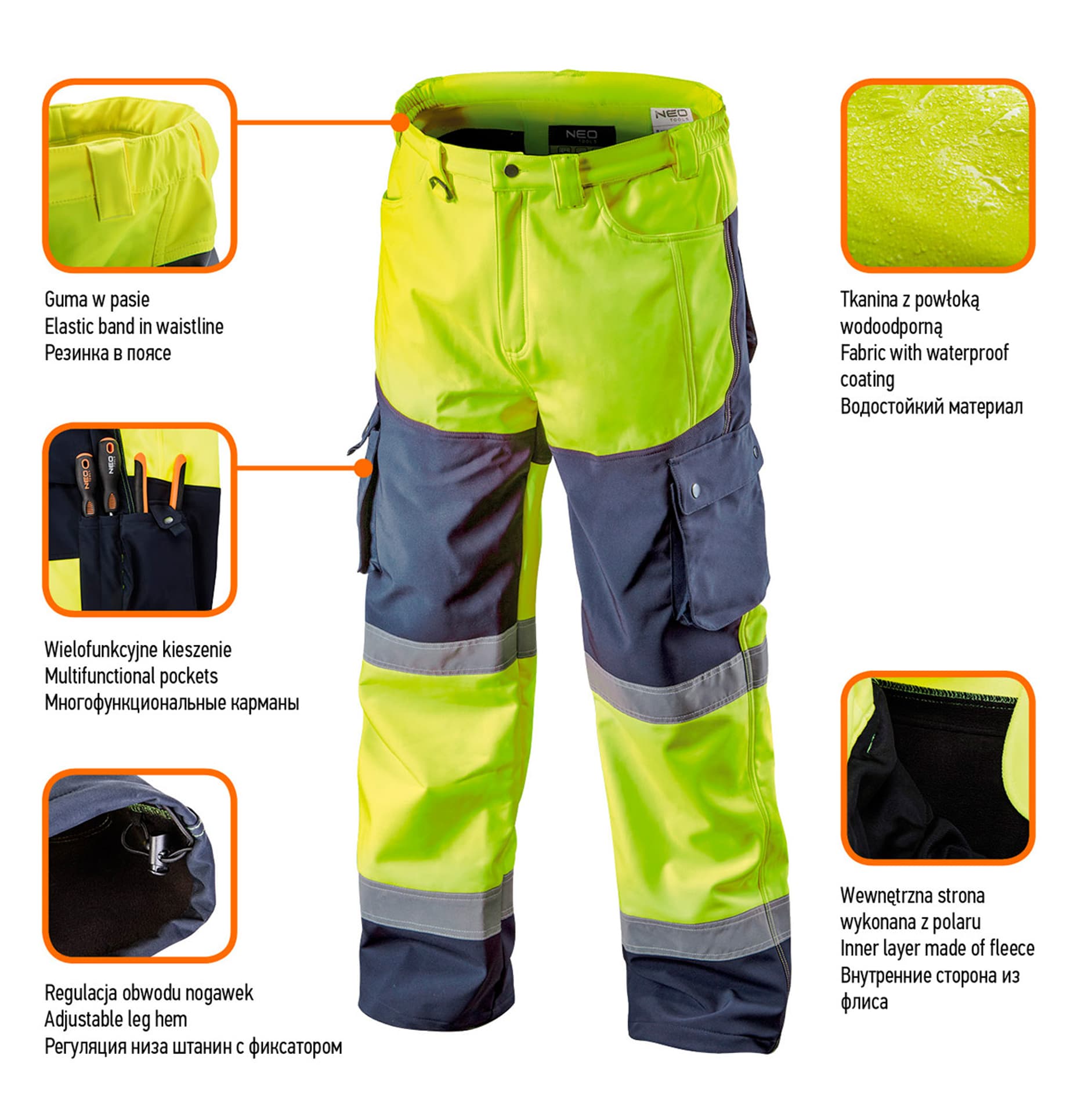 

Spodnie robocze ostrzegawcze softshell, żółte, rozmiar XXXL