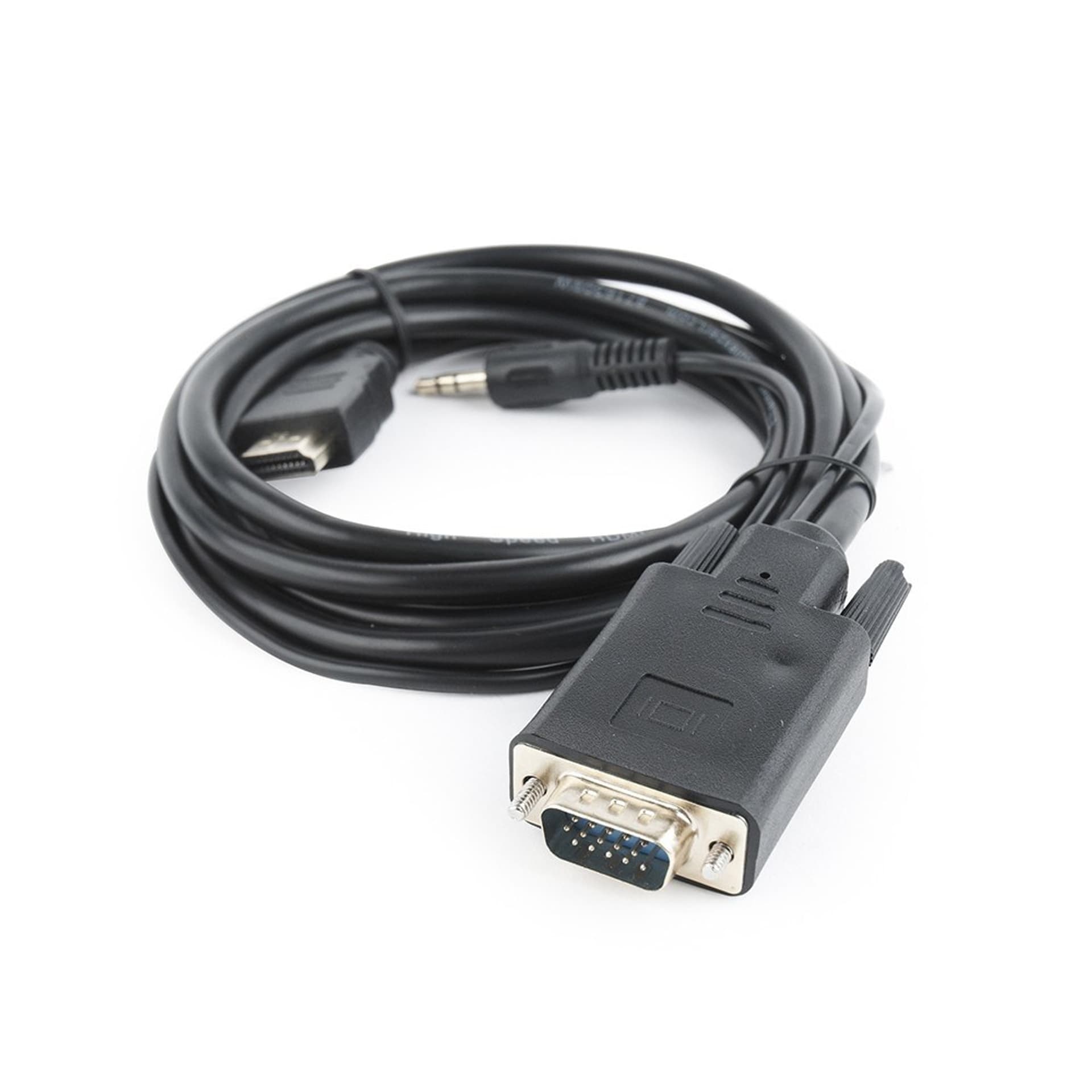 

Adapter GEMBIRD A-HDMI-VGA-03-6 (HDMI M - D-Sub (VGA), Jack stereo 3,5 mm M; 1,8m; kolor czarny)