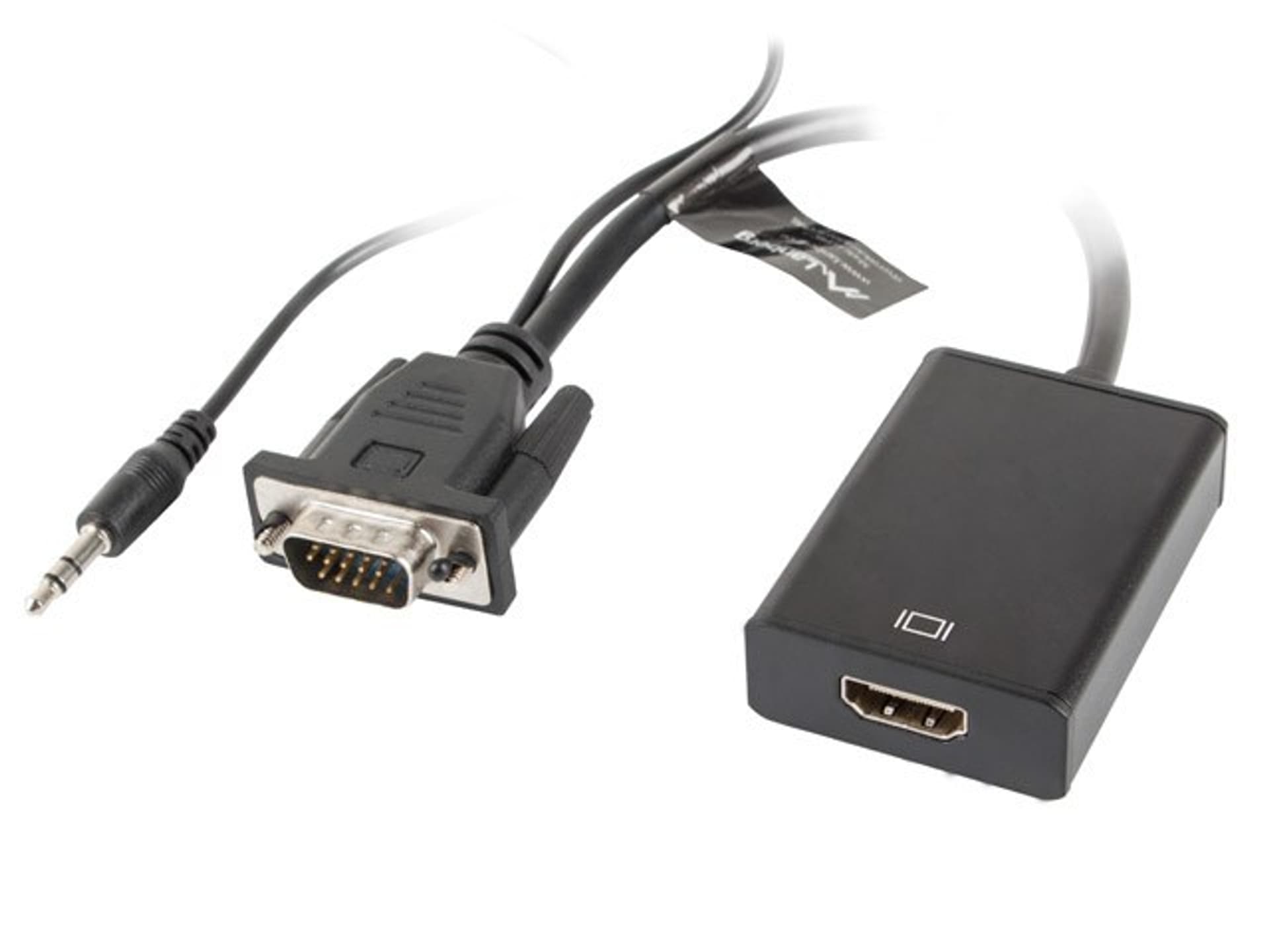 

Adapter Lanberg AD-0021-BK (D-Sub (VGA), Mini Jack M - HDMI F; 0,20m; kolor czarny)