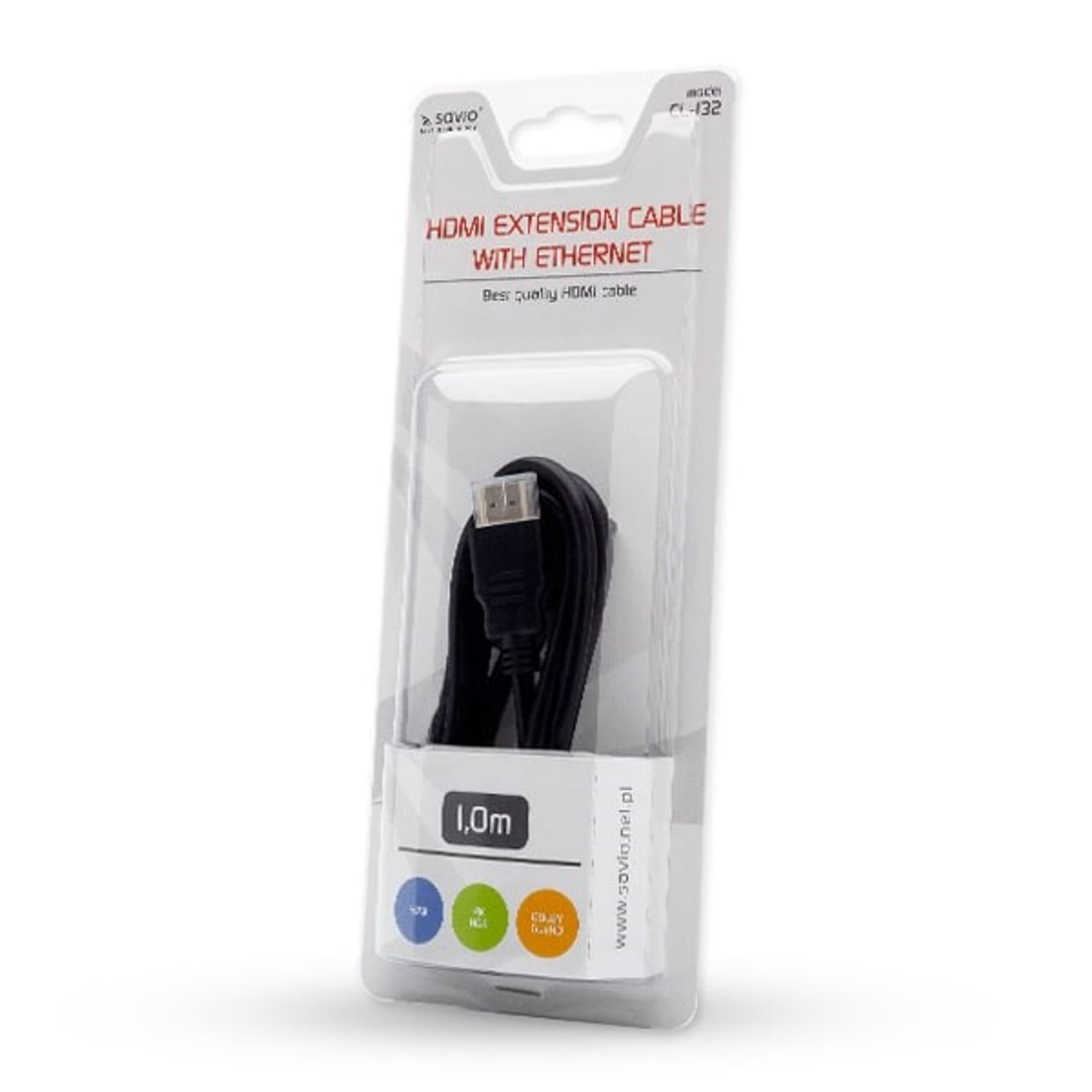 

Przedłużacz z przesłoną SAVIO CL-132 (HDMI F - HDMI M; 1m; kolor czarny)