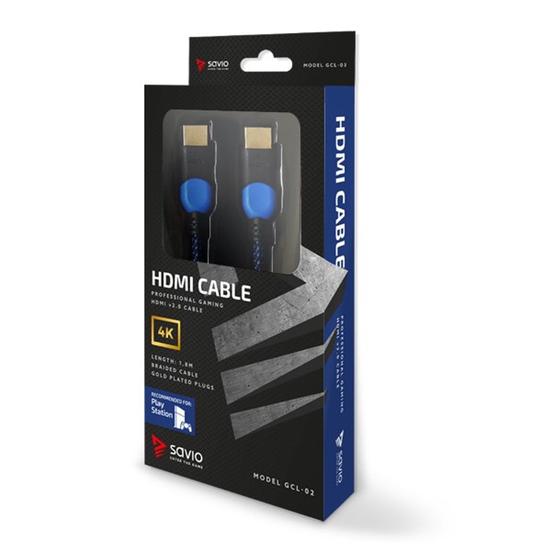 

Kabel SAVIO GCL-02 (HDMI M - HDMI M; 1,8m; kolor czarno-niebieski)