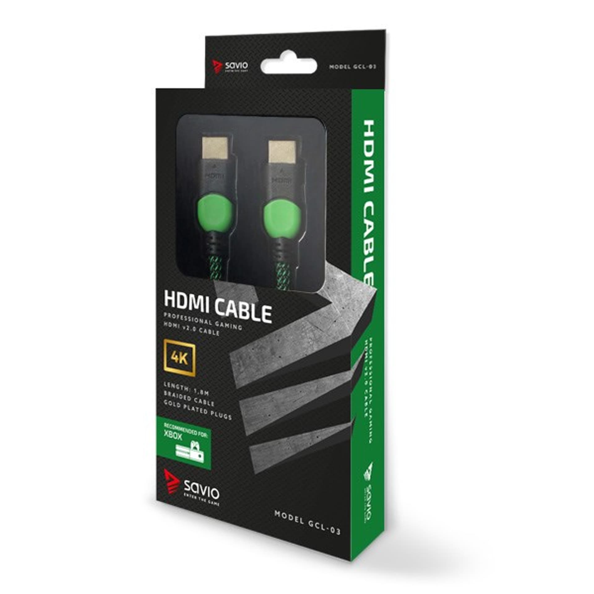 

Kabel SAVIO GCL-03 (HDMI M - HDMI M; 1,8m; kolor czarno-zielony)