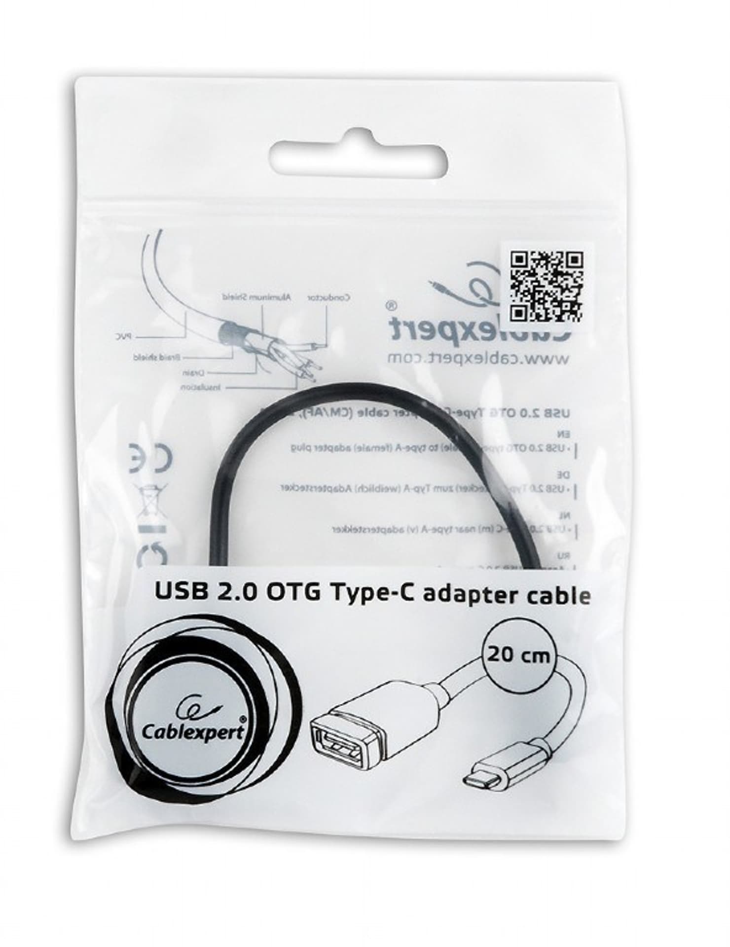 

Kabel GEMBIRD A-OTG-CMAF2-01 (USB typu C M - USB 2.0 F; 0,20m; kolor czarny)