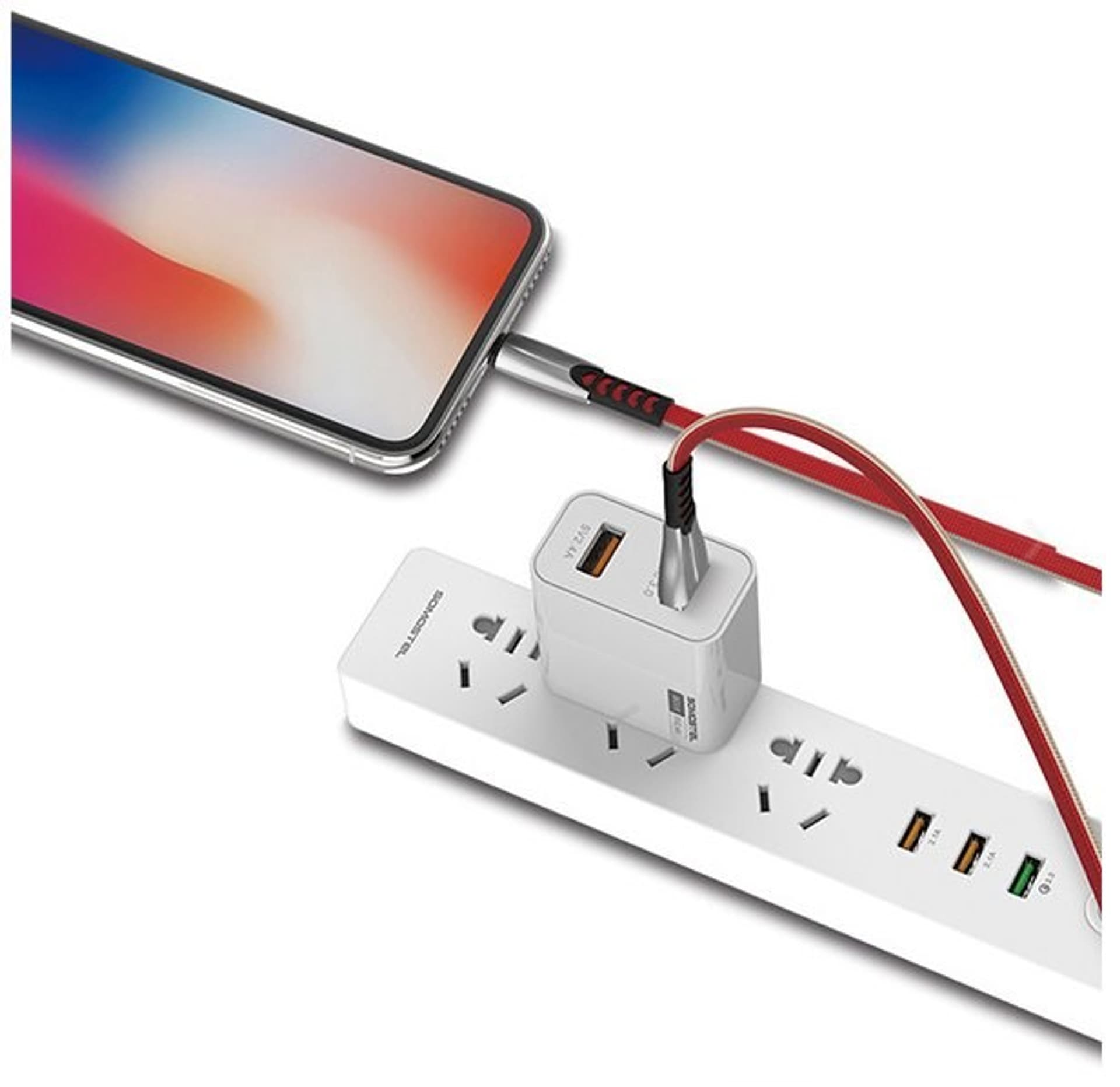 

SOMOSTEL KABEL USB MICRO 2.4A CZERWONY 2400MAH QUICK CHARGER QC 3.0 1M POWERLINE METALOWE WTYKI BW02