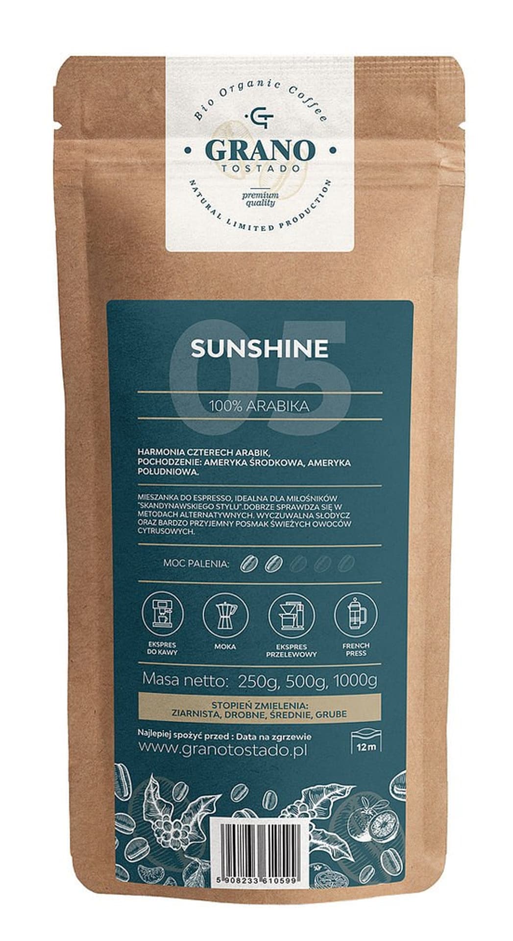 

Kawa średnio mielona Granotostado SUNSHINE 250g