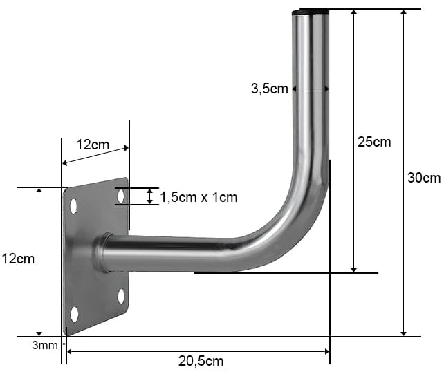 Uchwyt antenowy, ścienny gięty 200