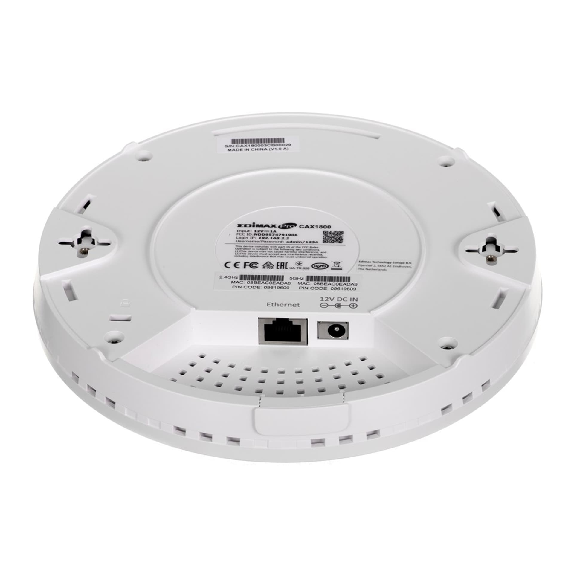 

Access Point EDIMAX CAX1800 (AX1800 Wi-Fi 6 Dual-Band Ceiling-Mount PoE)