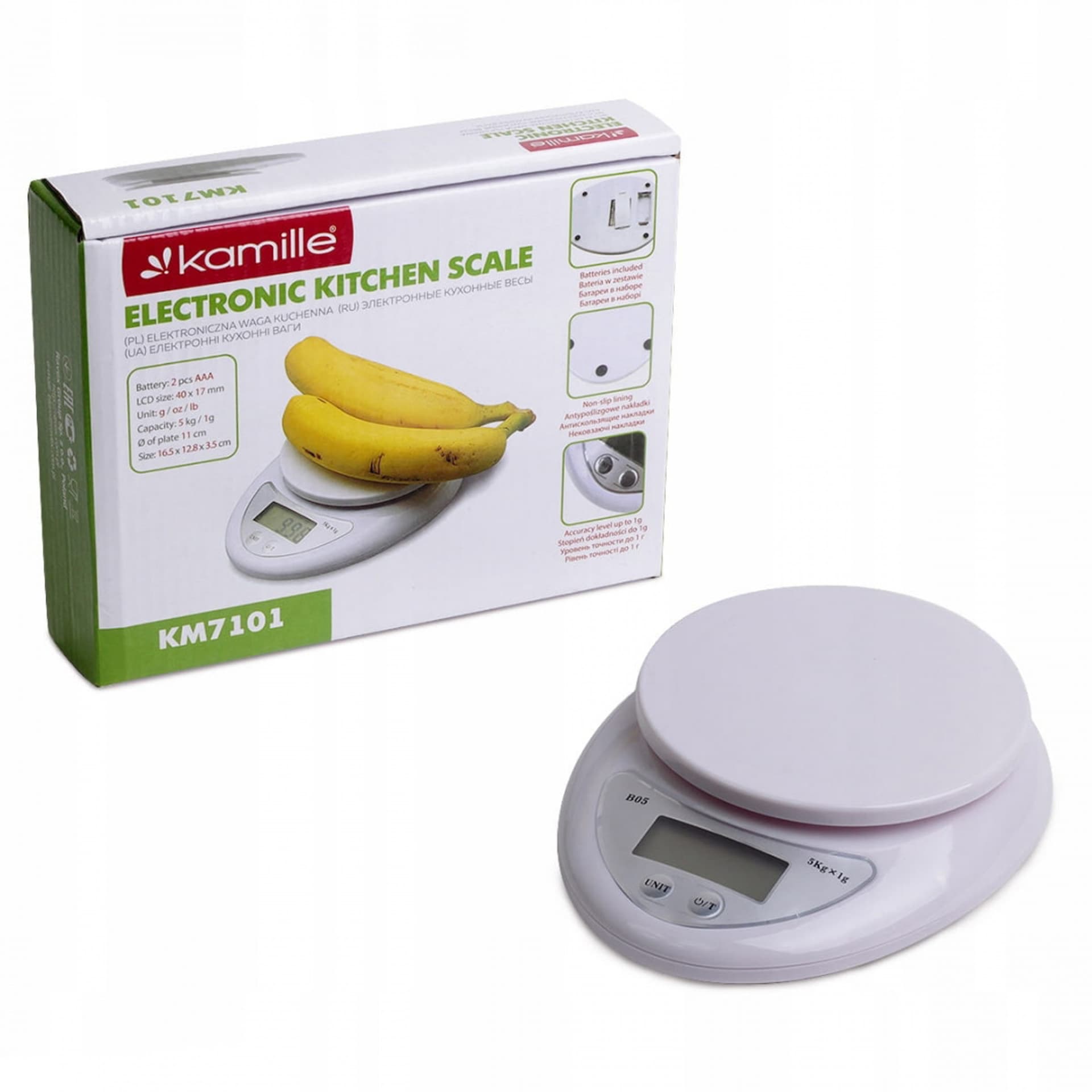 

ELEKTRONICZNA WAGA KUCHENNA LCD do 5kg 7101