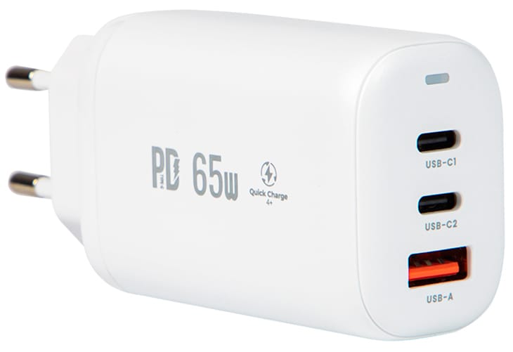 Ładowarka sieciowa gniazdo USB + USB-C x2 65W