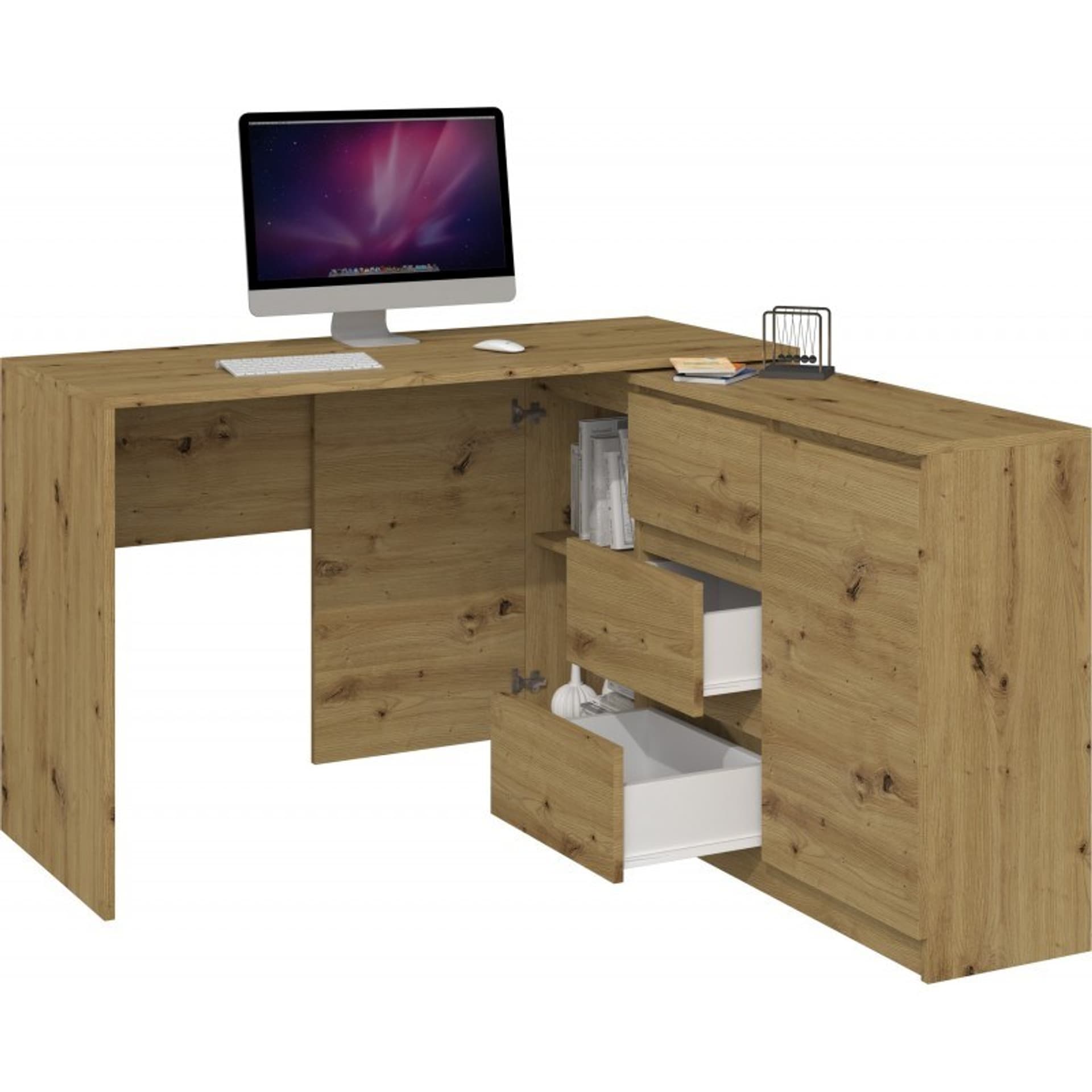

NAROŻNE BIURKO PLUS KOMODA 2D3S DĄB ARTISAN