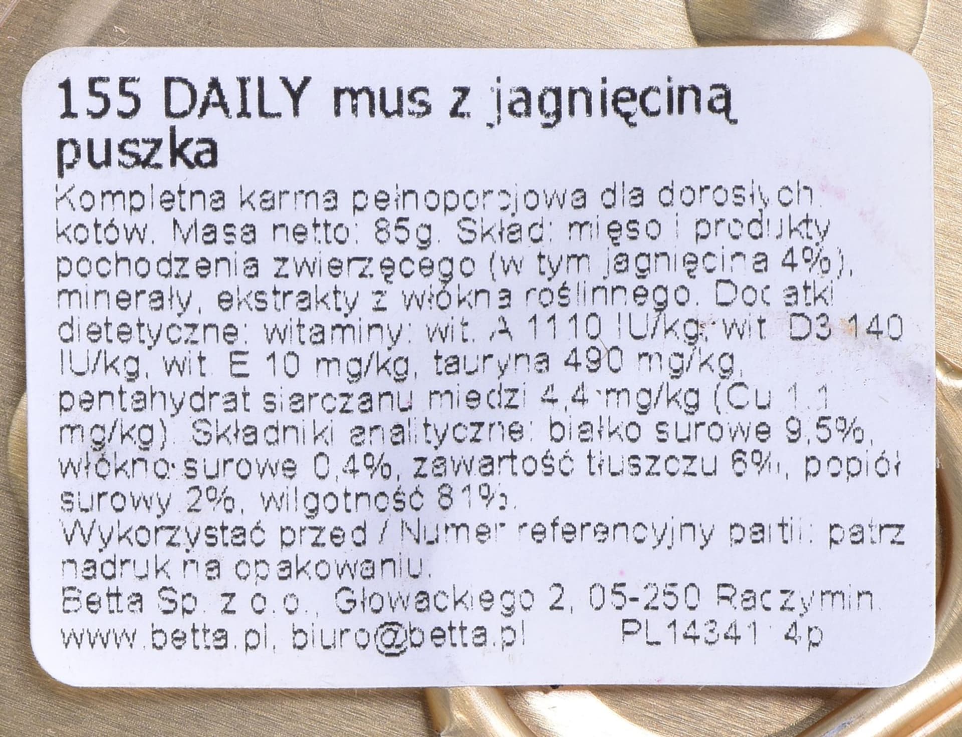 

ALMO NATURE Daily Menu Mus z jagnięciną puszka 85g