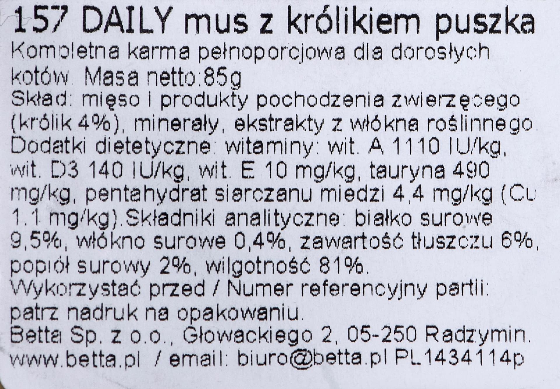 

ALMO NATURE Daily Menu Mus z królikiem - puszka 85g