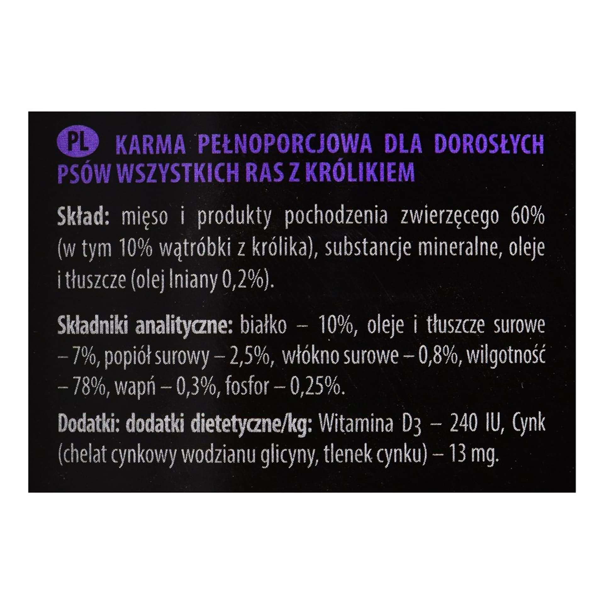 

DOLINA NOTECI Piper Animals z królikiem - mokra karma dla psa - 800g