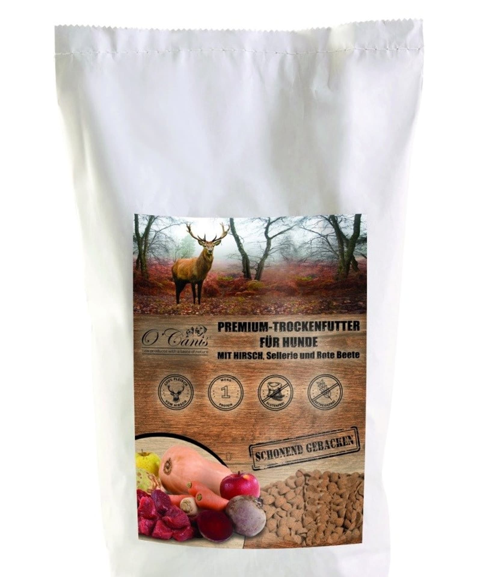 

O'CANIS Premium z jelenia, selera i buraków - karma sucha-pieczona dla psa - 1,2 kg