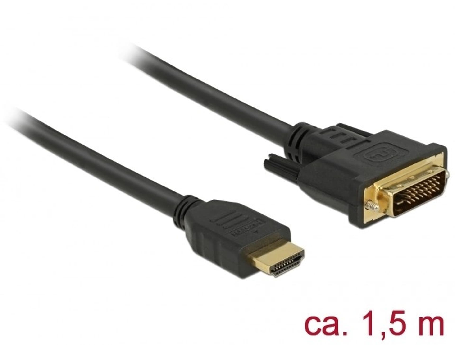 

Kabel HDMI-DVI-D 1.5m czarny dual link pozłacane styki