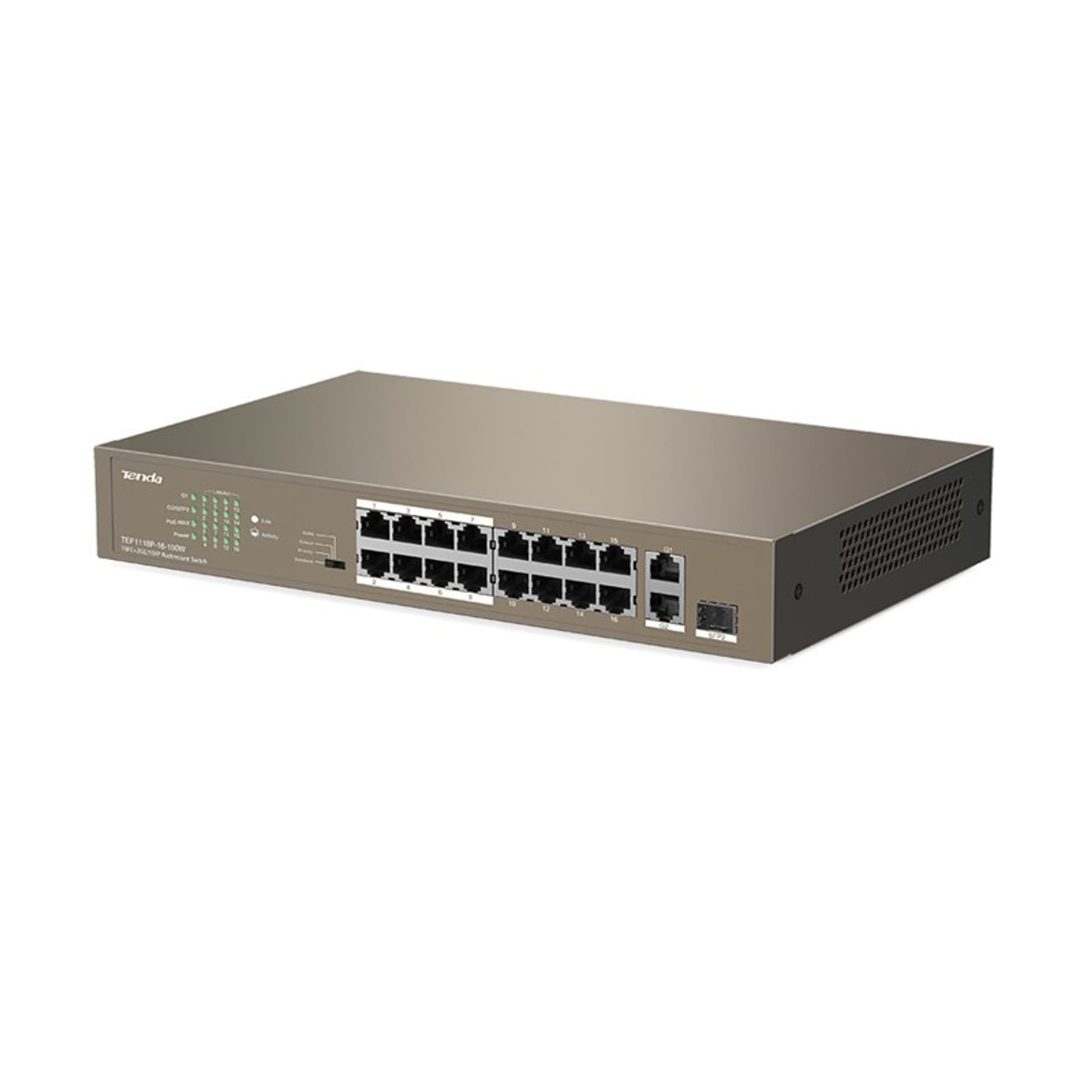 

Switch PoE Tenda TEF1118P-16-150W (16x 10/100Mbps, 1x 10/100/1000Mbps)