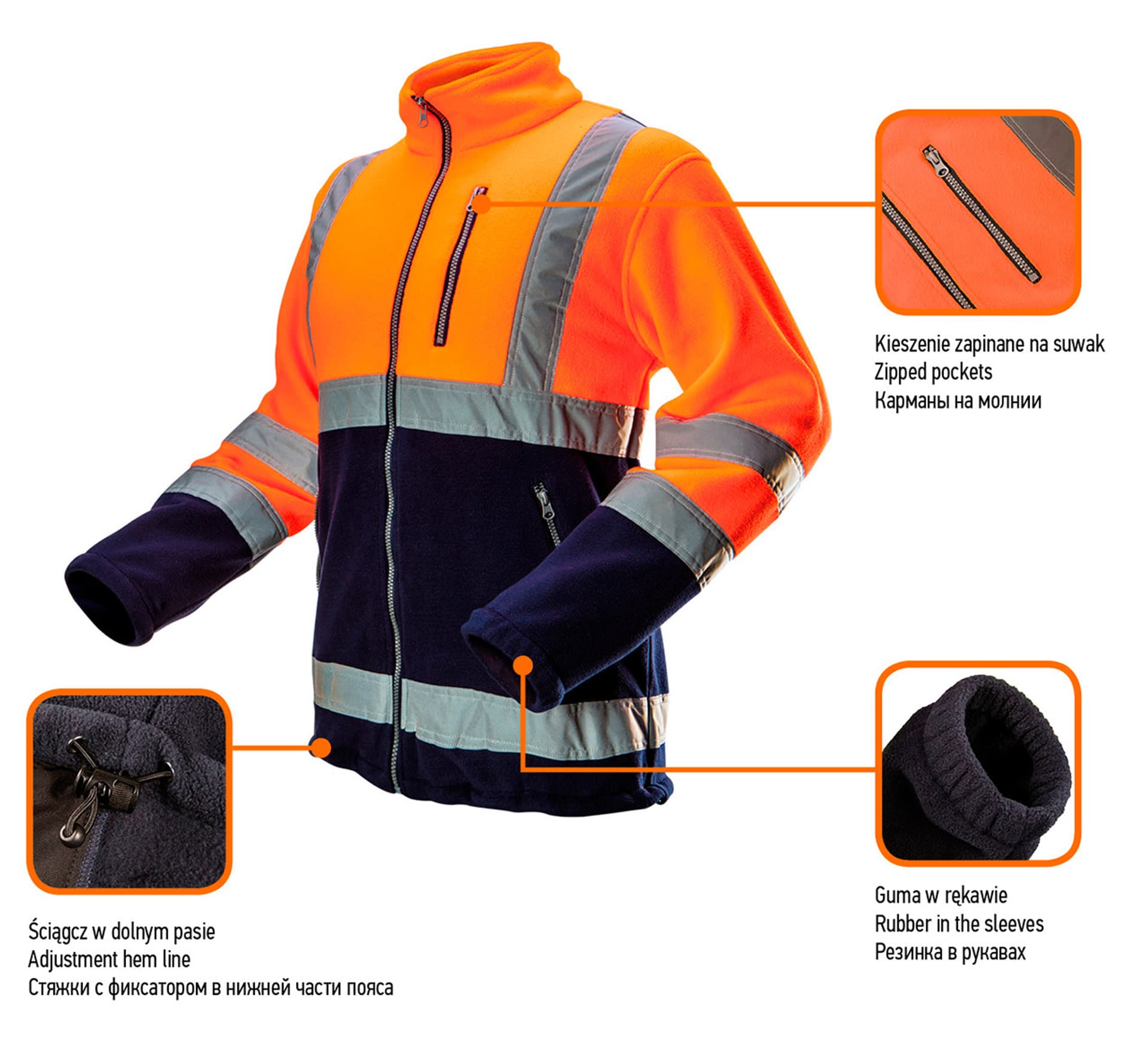 

Bluza polarowa ostrzegawcza, pomarańczowa, rozmiar S