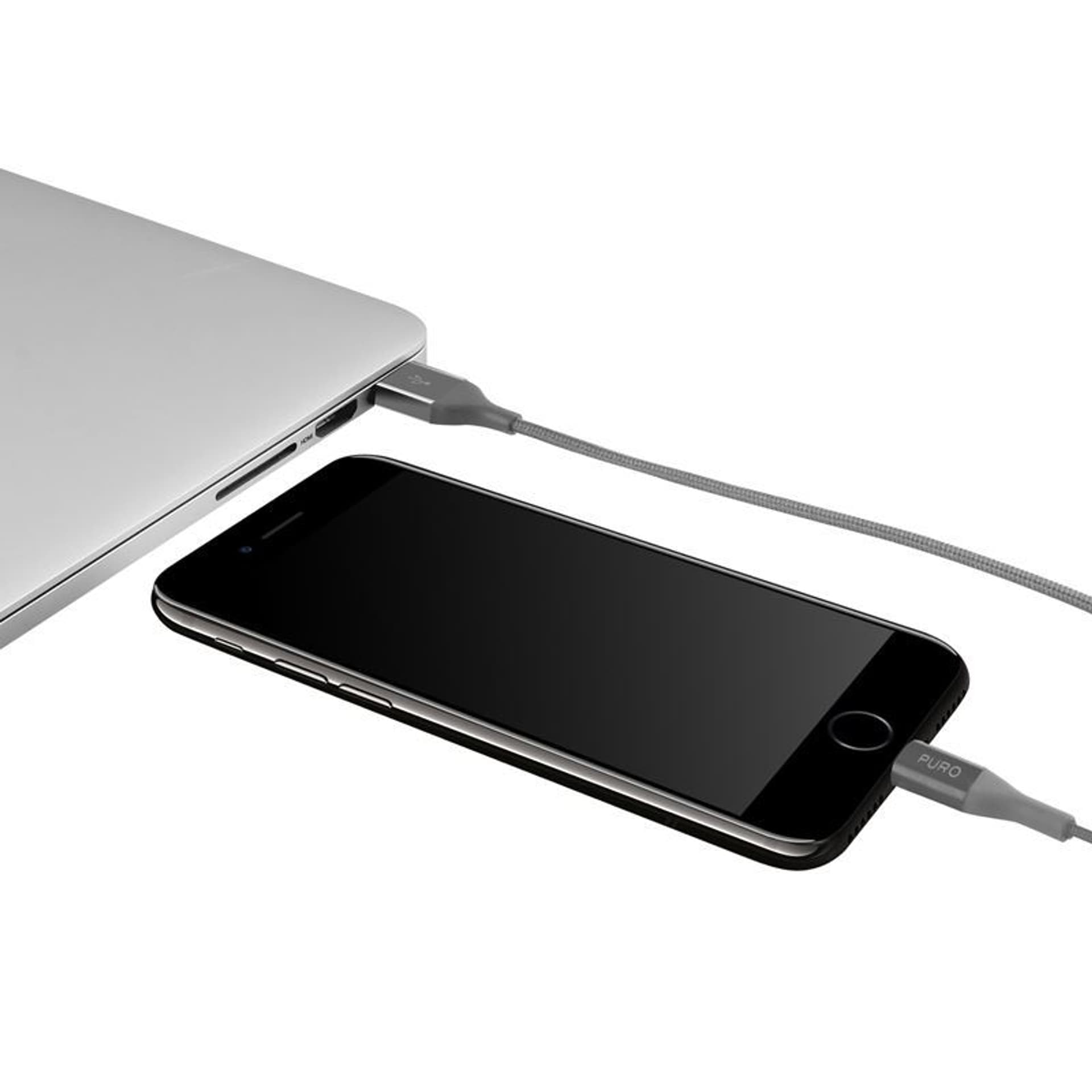 

PURO Fabric K2 - Kabel w oplocie heavy duty USB-A/Lightning certyfikat MFi 1,2m (Space Gray)
