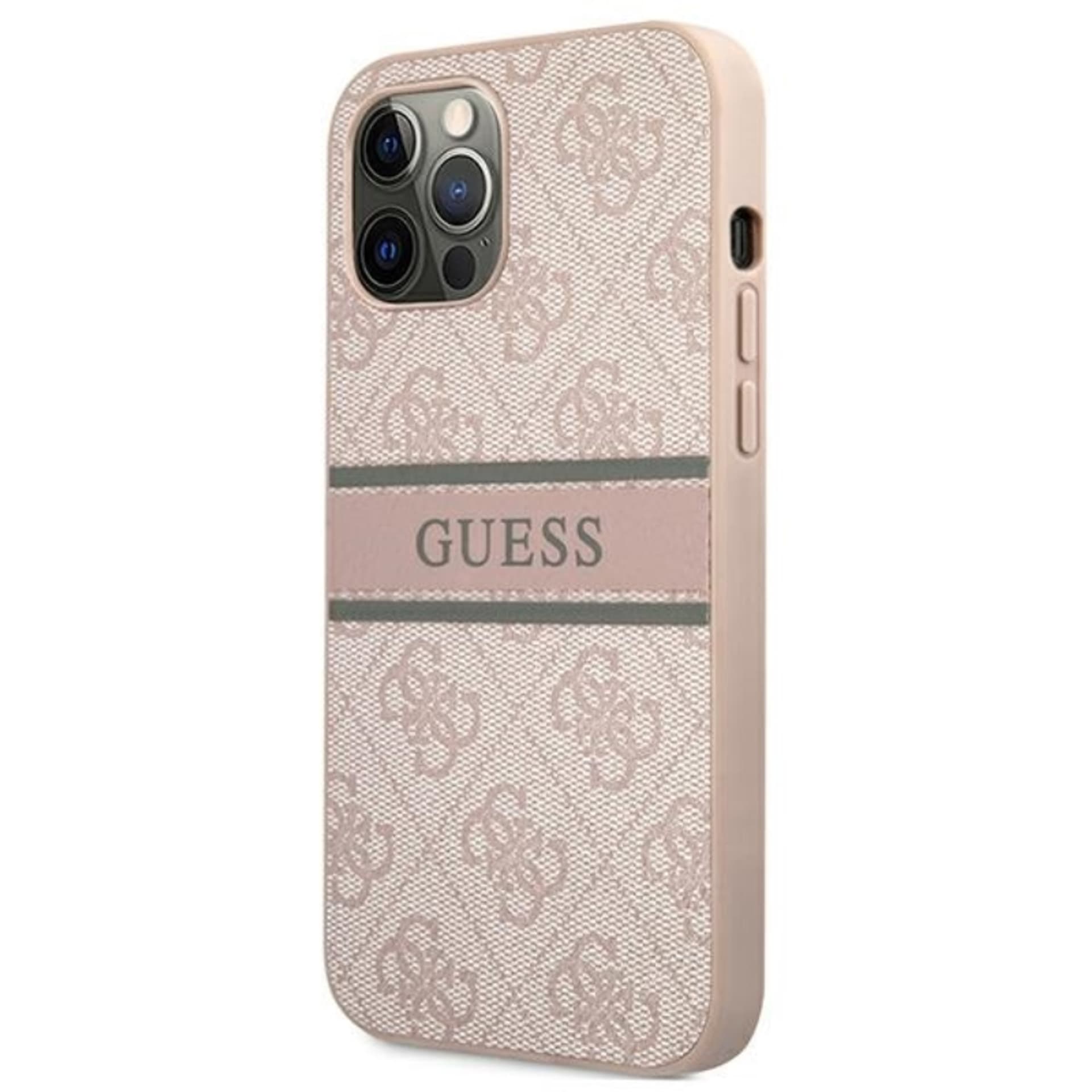 

Guess 4G Printed Stripe - Etui iPhone 12 / iPhone 12 Pro (różowy)
