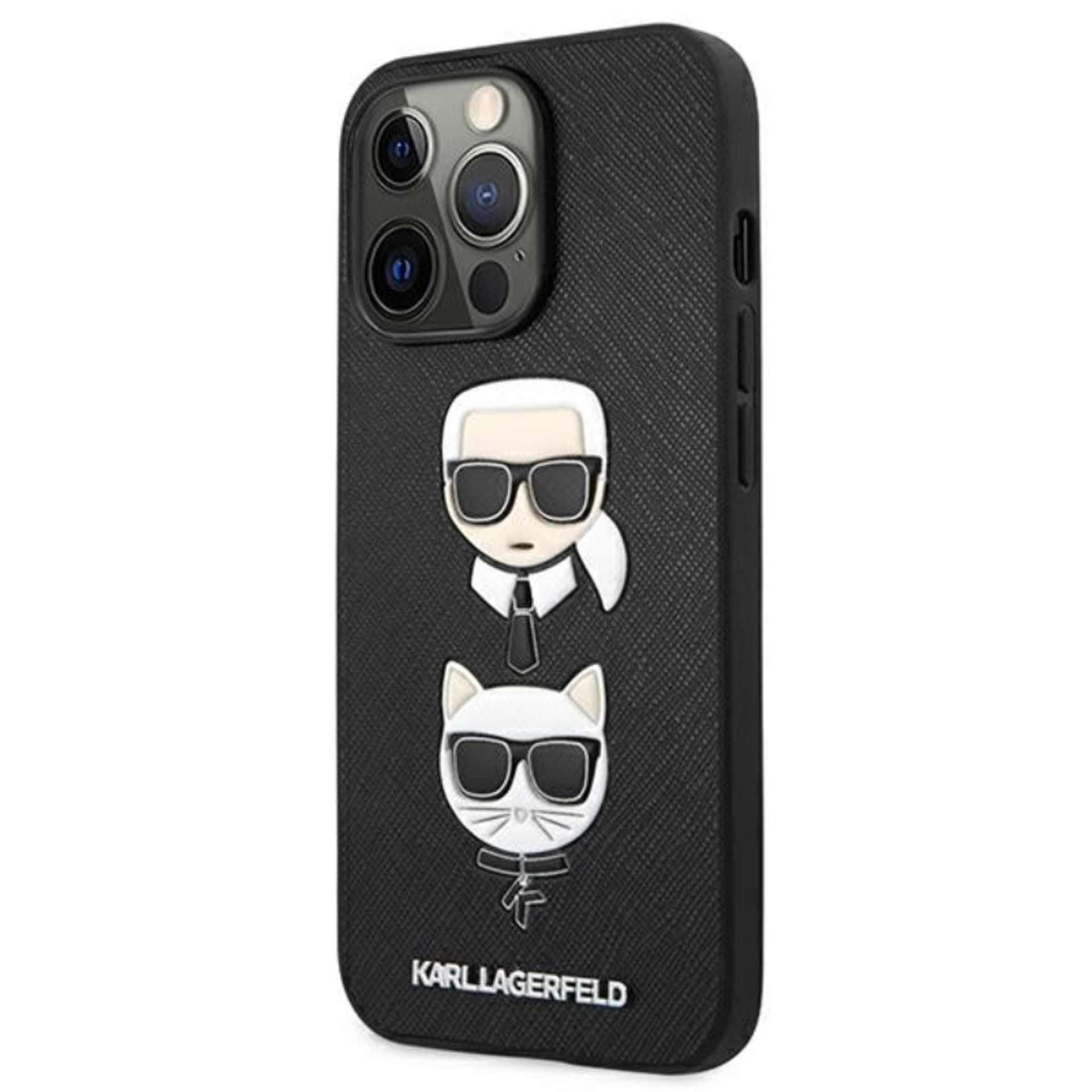 

Karl Lagerfeld Saffiano Karl & Choupette Embossed Heads - Etui iPhone 13 Pro (czarny)