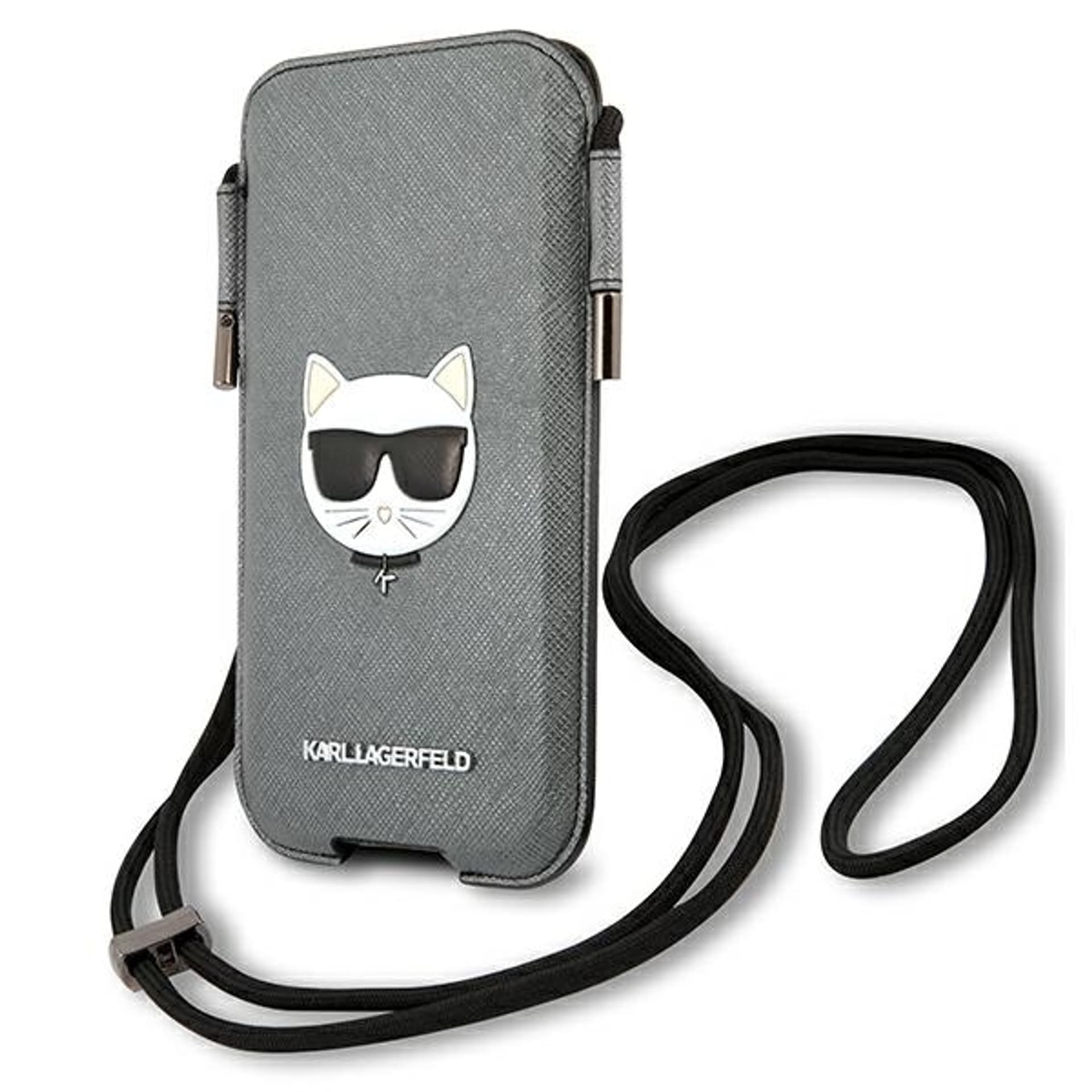 

Karl Lagerfeld Torebka KLHCP12LOPHCHG 6,7" szary/grey hardcase Saffiano Ikonik Choupette Head